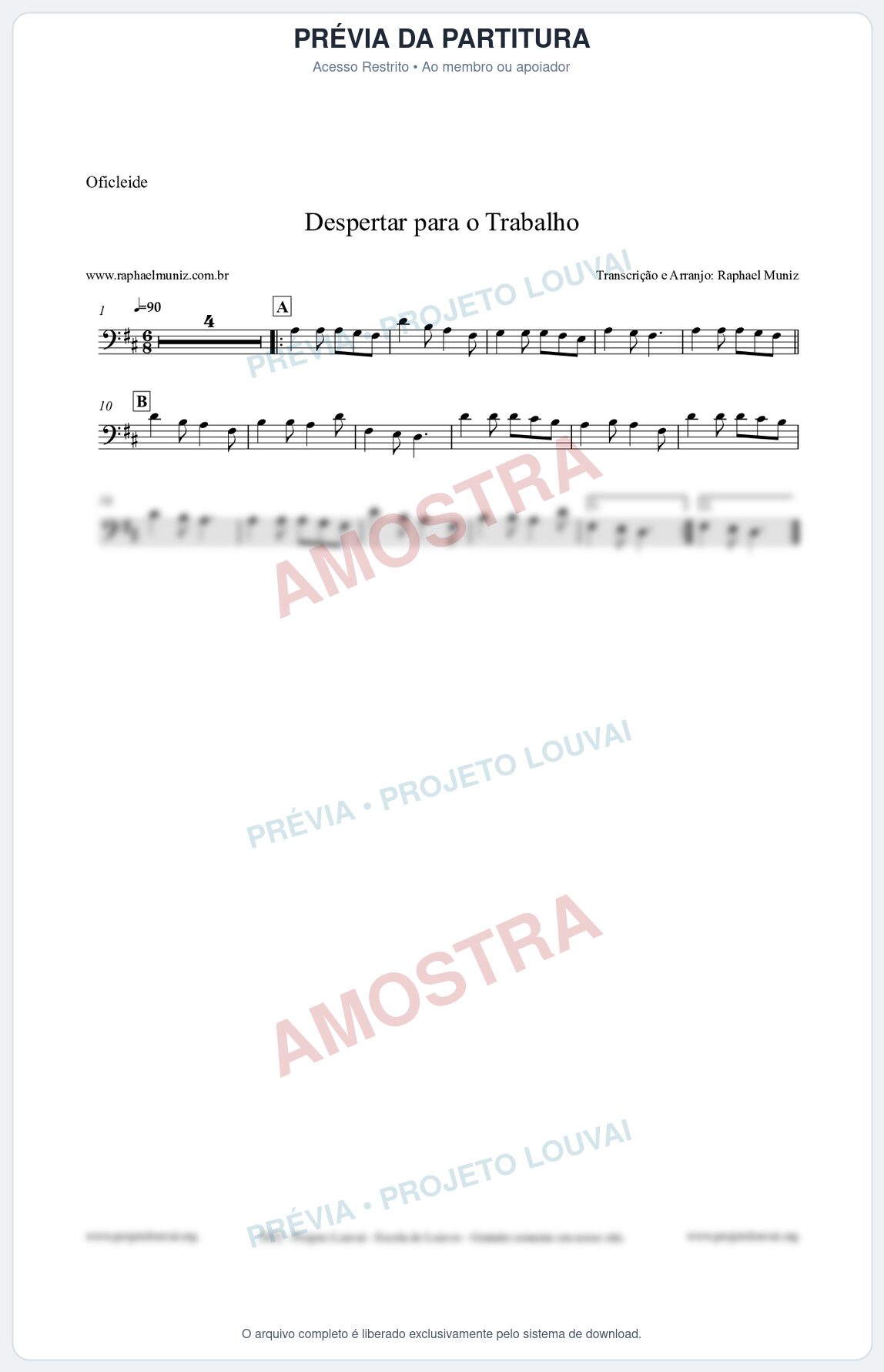 Prévia protegida da primeira página da partitura Partitura para Oficleide - Despertar para o Trabalho - Harpa Cristã nº16 - Clássicos do Gospel