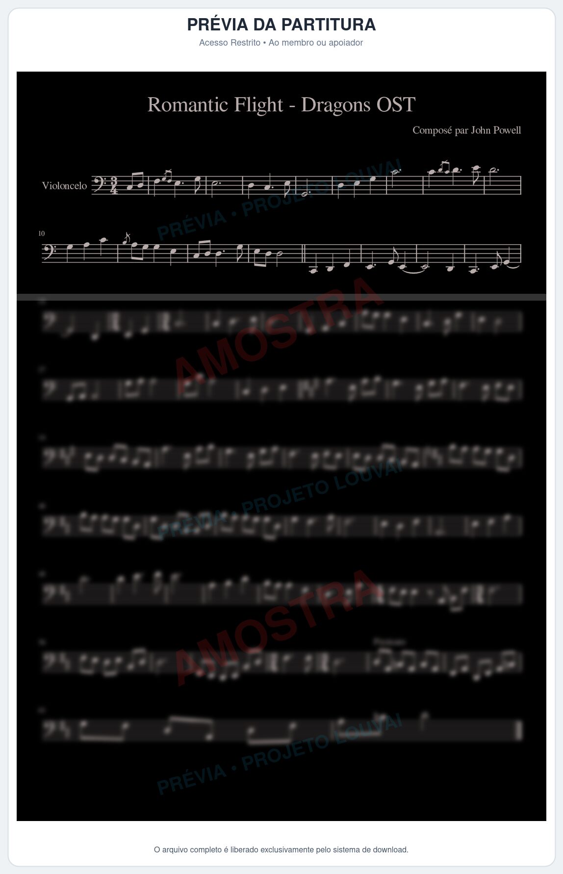 Prévia protegida da primeira página da partitura Partitura da música Romantic Flight (Como Treinar o seu Dragão) - Trilha de Cinema - Tom D