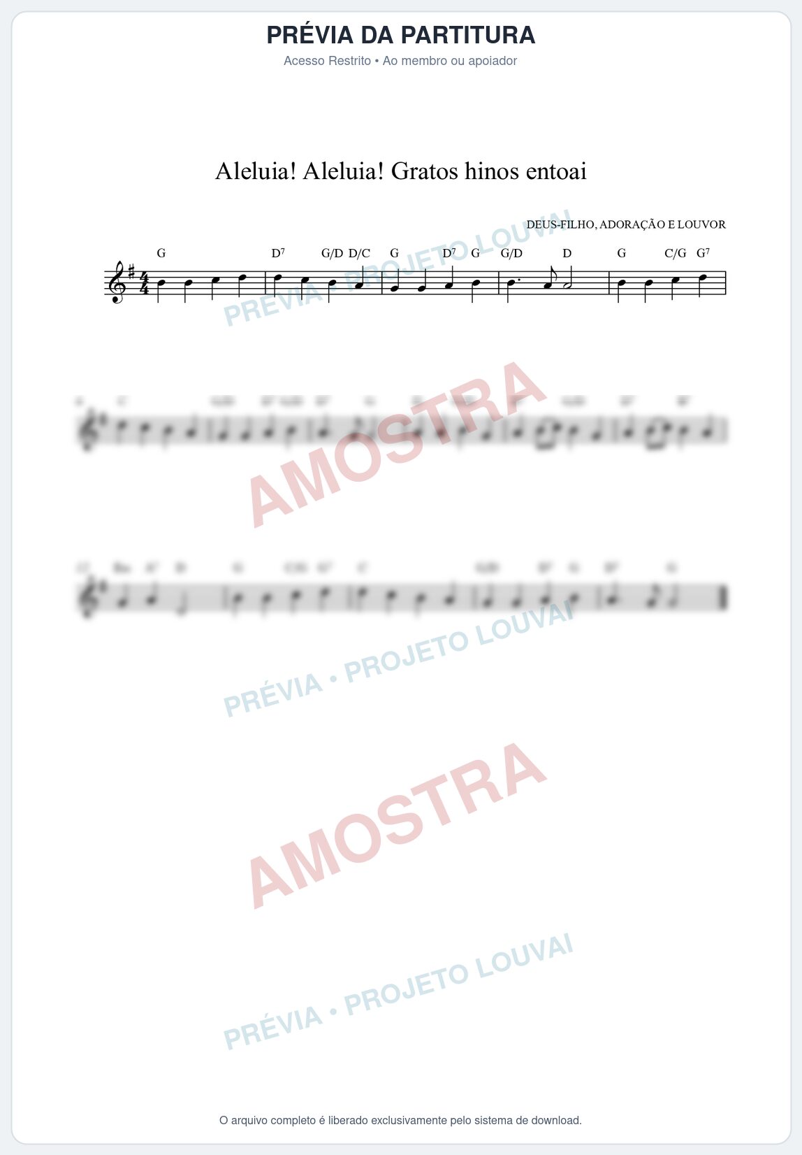 Prévia protegida da primeira página da partitura Partitura da música Aleluia! Aleluia! Gratos hinos entoai (HCC CIFRADO 60) - Hinário para o Culto Cristão - Tom G