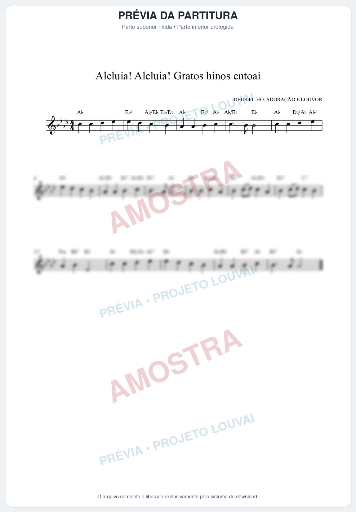 Prévia protegida da primeira página da partitura Partitura da música Aleluia! Aleluia! Gratos hinos entoai (HCC CIFRADO 60) - Hinário para o Culto Cristão - Tom Ab