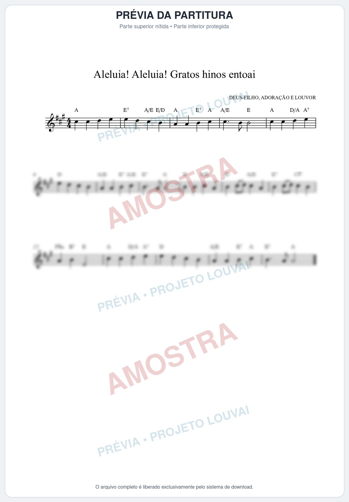 Prévia protegida da primeira página da partitura Partitura da música Aleluia! Aleluia! Gratos hinos entoai (HCC CIFRADO 60) - Hinário para o Culto Cristão - Tom A