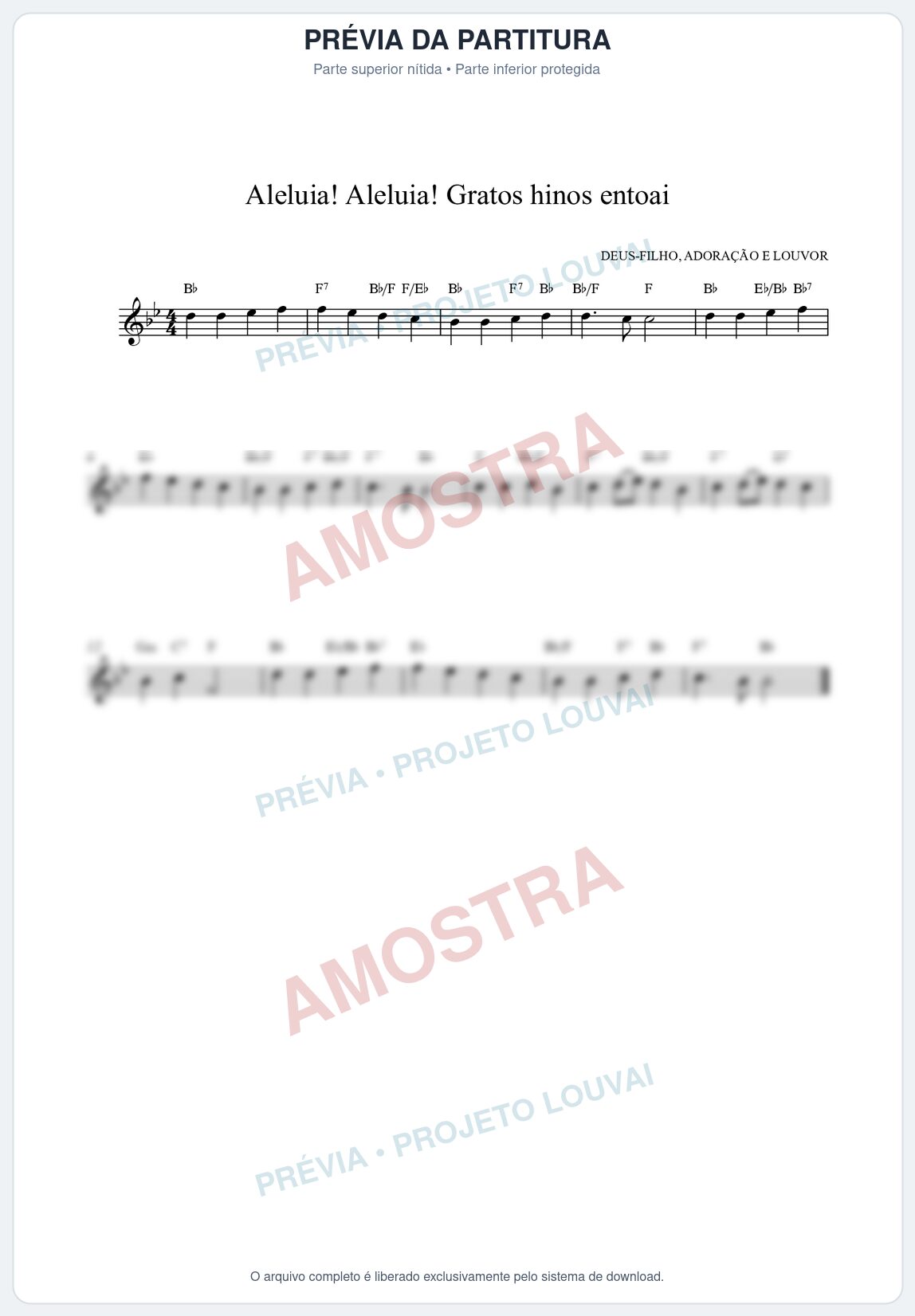 Prévia protegida da primeira página da partitura Partitura da música Aleluia! Aleluia! Gratos hinos entoai (HCC CIFRADO 60) - Hinário para o Culto Cristão - Tom Bb
