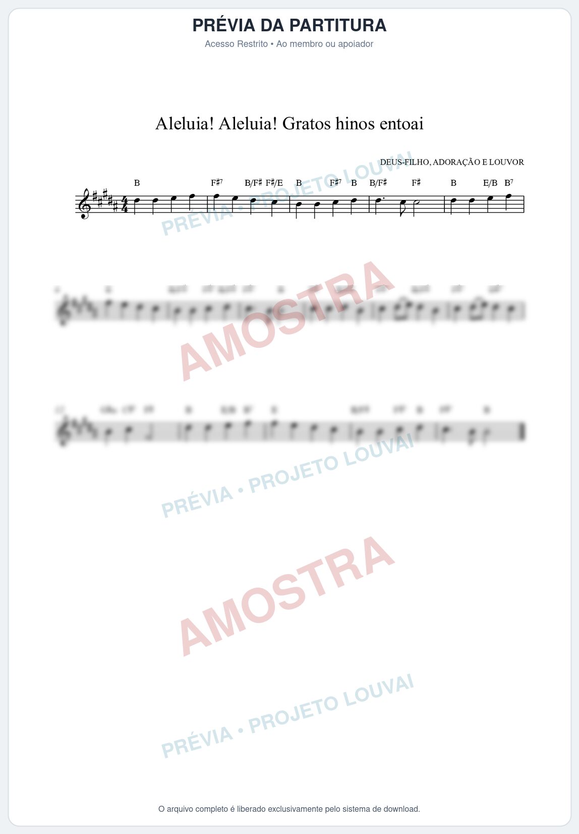 Prévia protegida da primeira página da partitura Partitura da música Aleluia! Aleluia! Gratos hinos entoai (HCC CIFRADO 60) - Hinário para o Culto Cristão - Tom B
