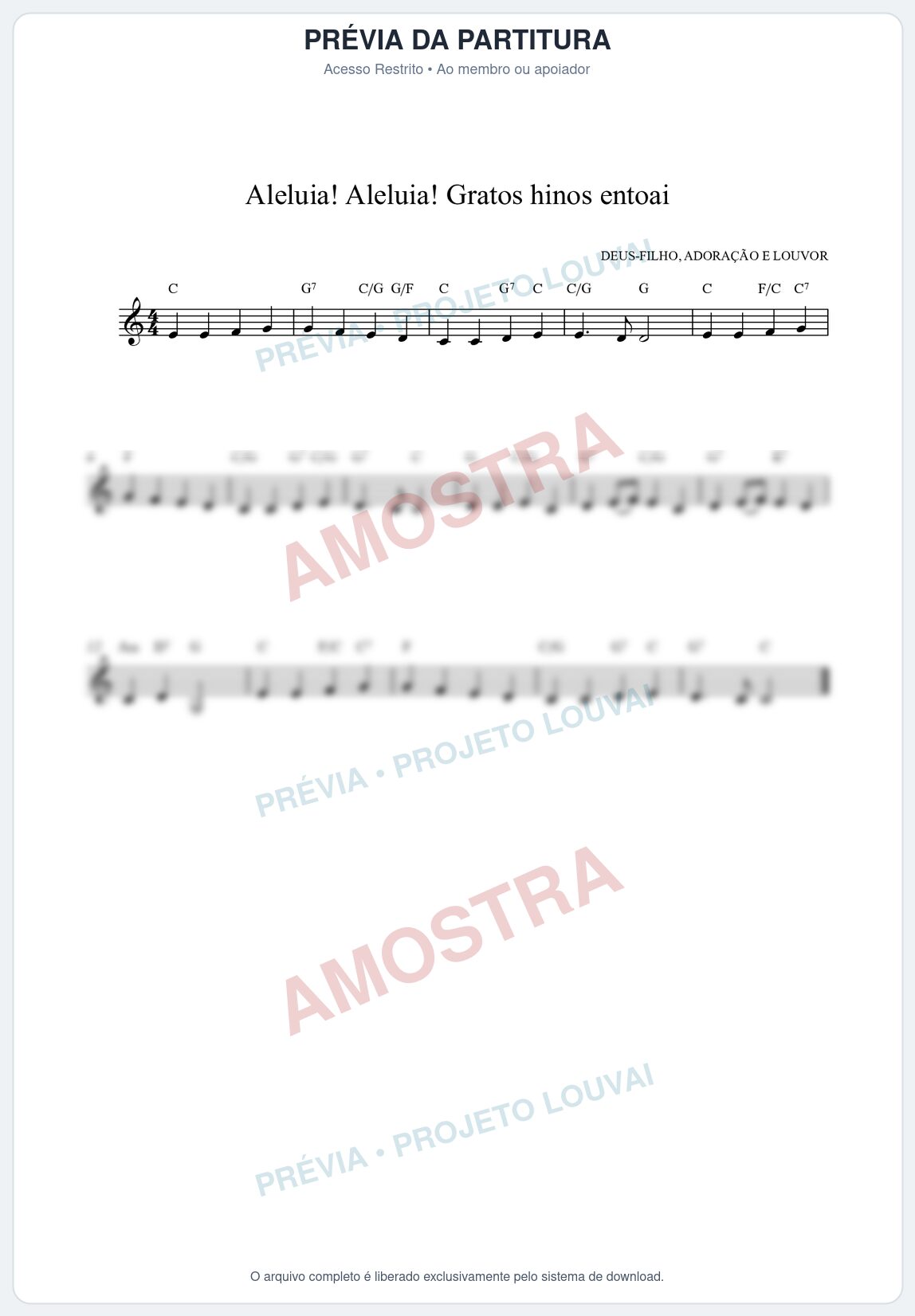 Prévia protegida da primeira página da partitura Partitura da música Aleluia! Aleluia! Gratos hinos entoai (HCC CIFRADO 60) - Hinário para o Culto Cristão - Tom C