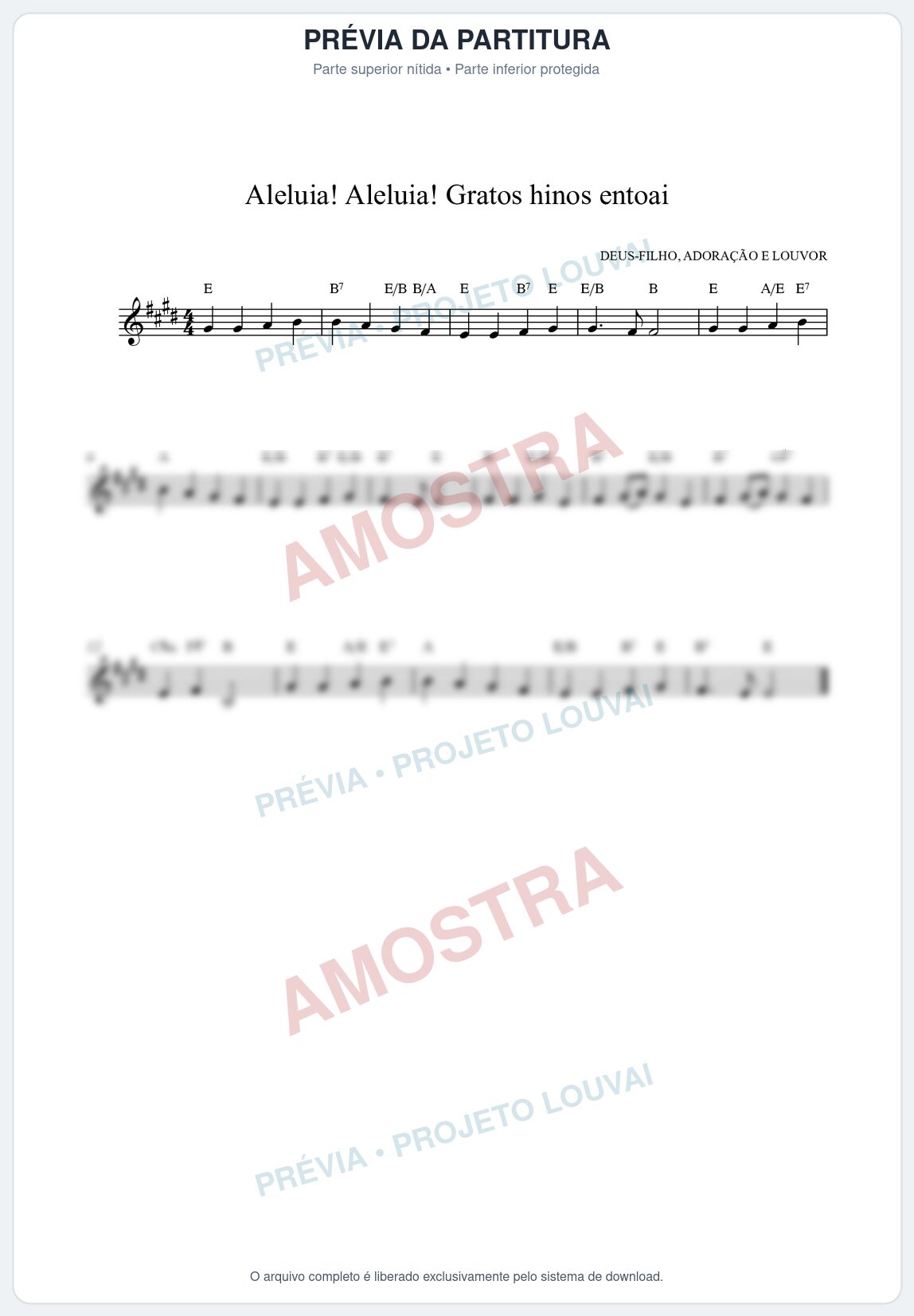 Prévia protegida da primeira página da partitura Partitura da música Aleluia! Aleluia! Gratos hinos entoai (HCC CIFRADO 60) - Hinário para o Culto Cristão - Tom E