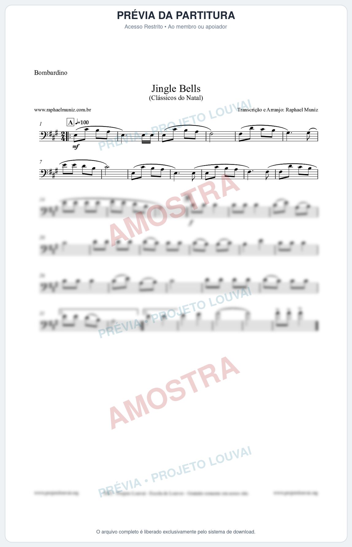 Prévia protegida da primeira página da partitura Partitura para Bombardino - Jingle Bells (Bate o Sino) - Músicas de Natal