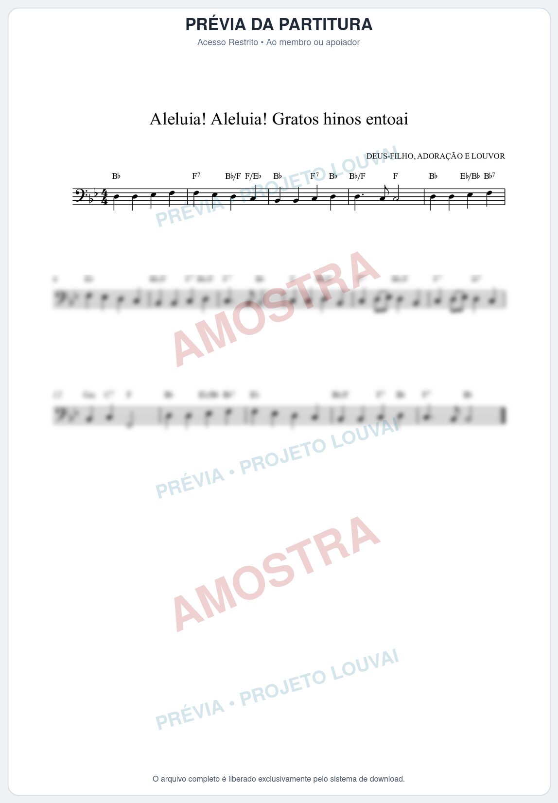 Prévia protegida da primeira página da partitura Partitura da música Aleluia! Aleluia! Gratos hinos entoai (HCC CIFRADO 60) - Hinário para o Culto Cristão - Tom Bb