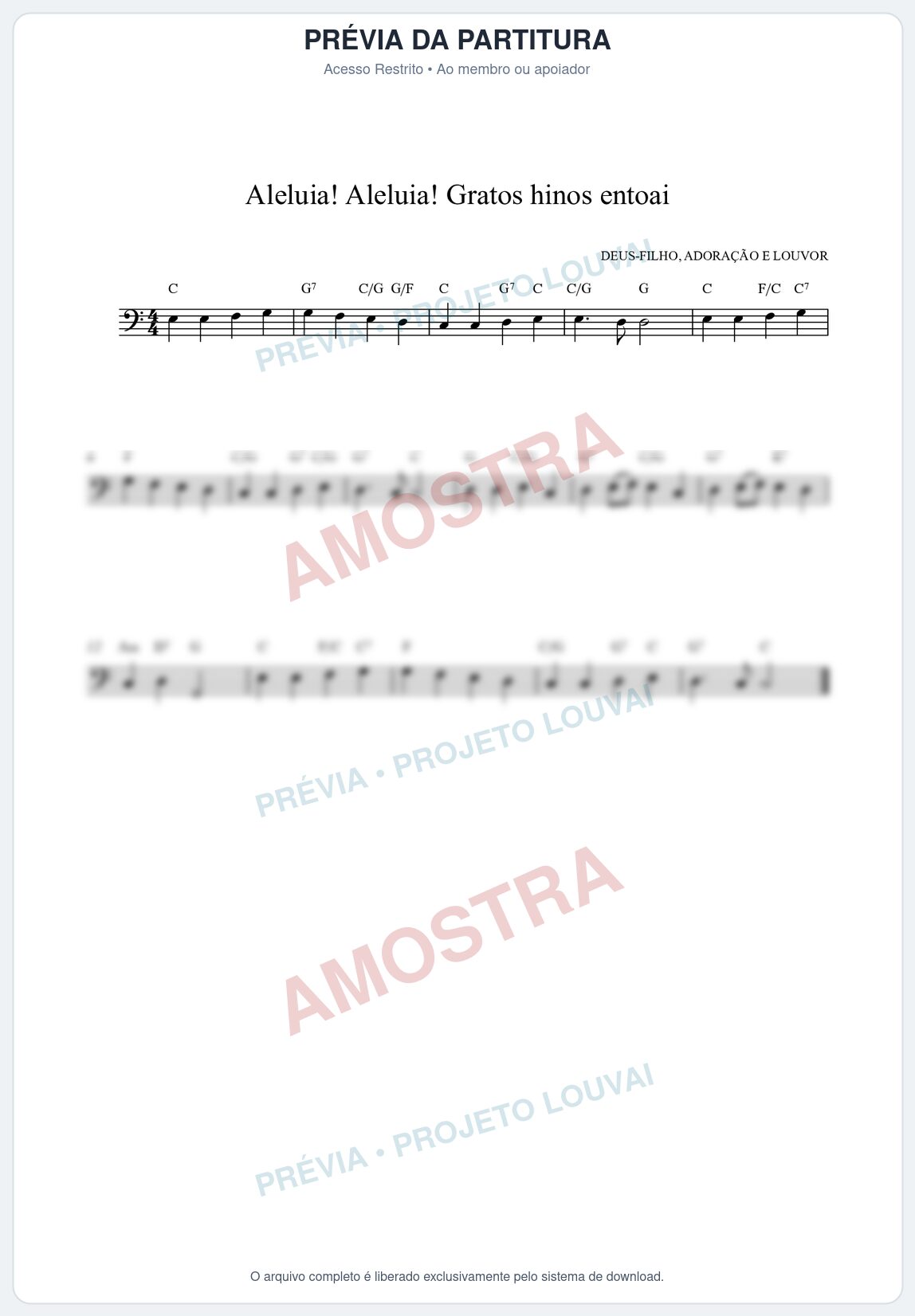 Prévia protegida da primeira página da partitura Partitura da música Aleluia! Aleluia! Gratos hinos entoai (HCC CIFRADO 60) - Hinário para o Culto Cristão - Tom C