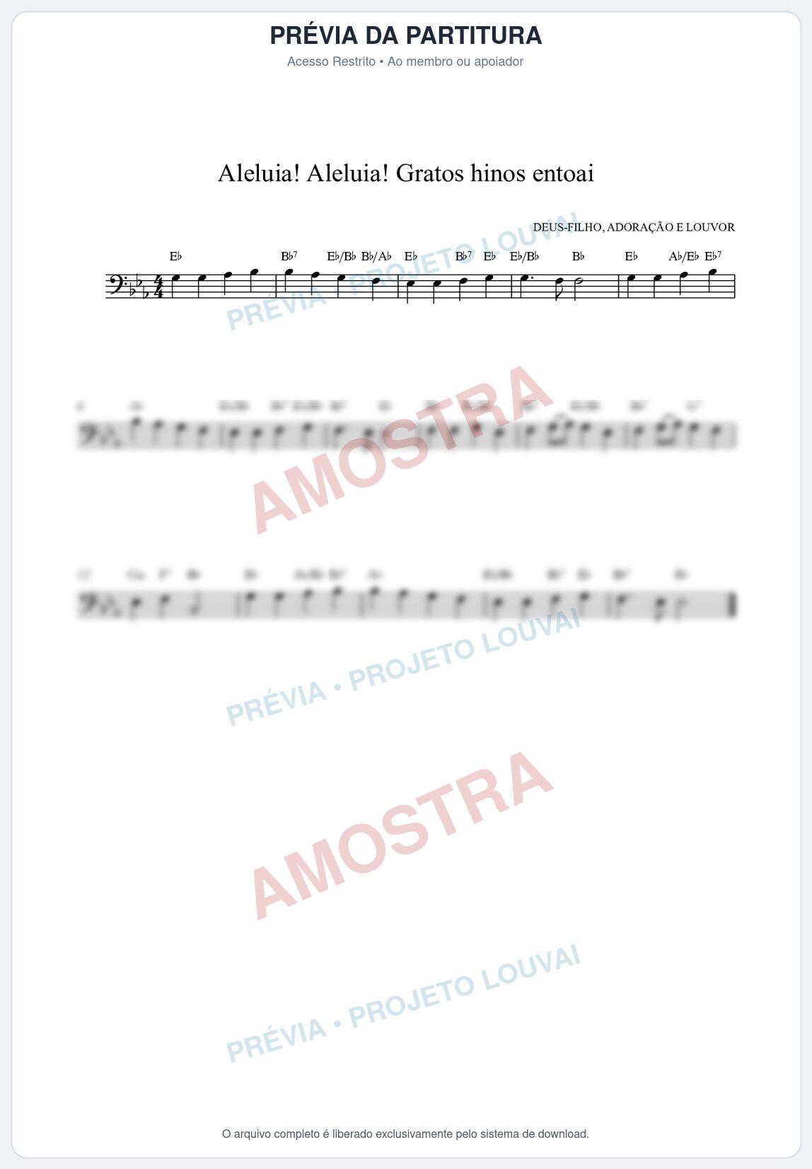 Prévia protegida da primeira página da partitura Partitura da música Aleluia! Aleluia! Gratos hinos entoai (HCC CIFRADO 60) - Hinário para o Culto Cristão - Tom Eb