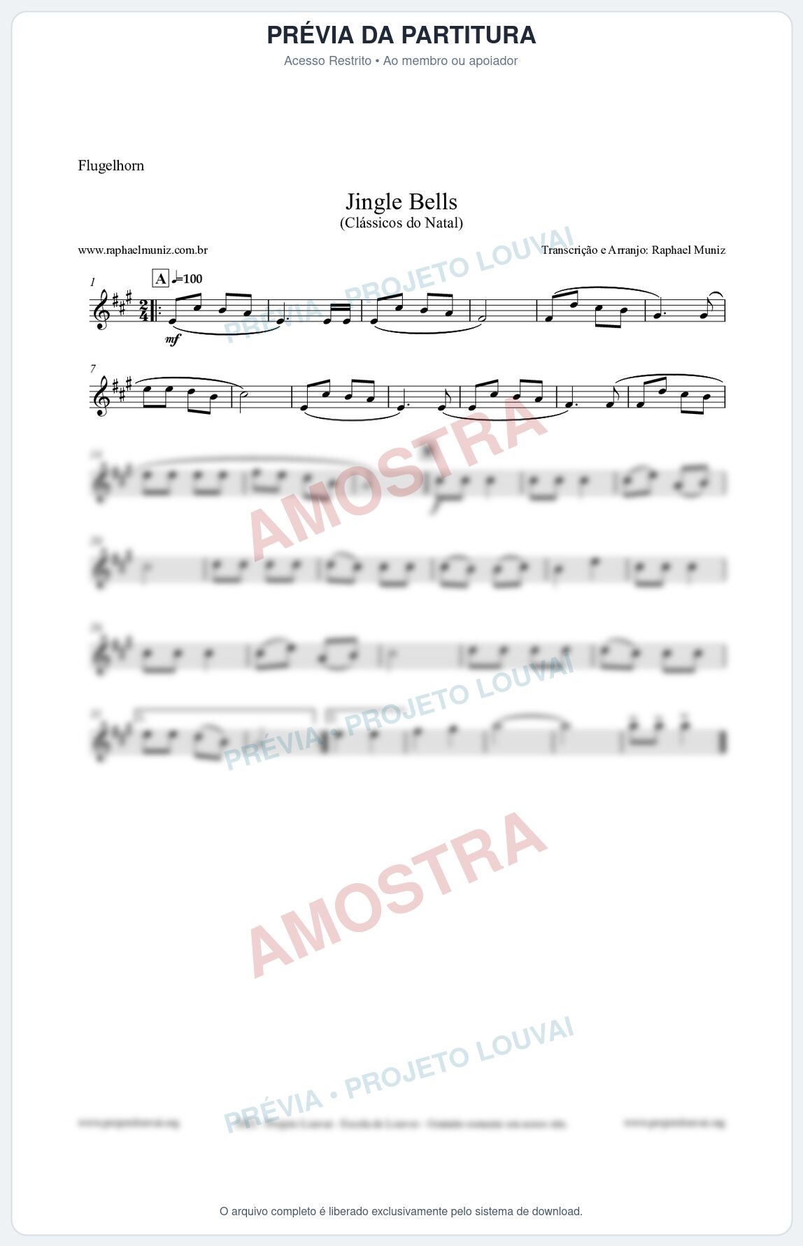 Prévia protegida da primeira página da partitura Partitura para Flugelhorn - Jingle Bells (Bate o Sino) - Músicas de Natal