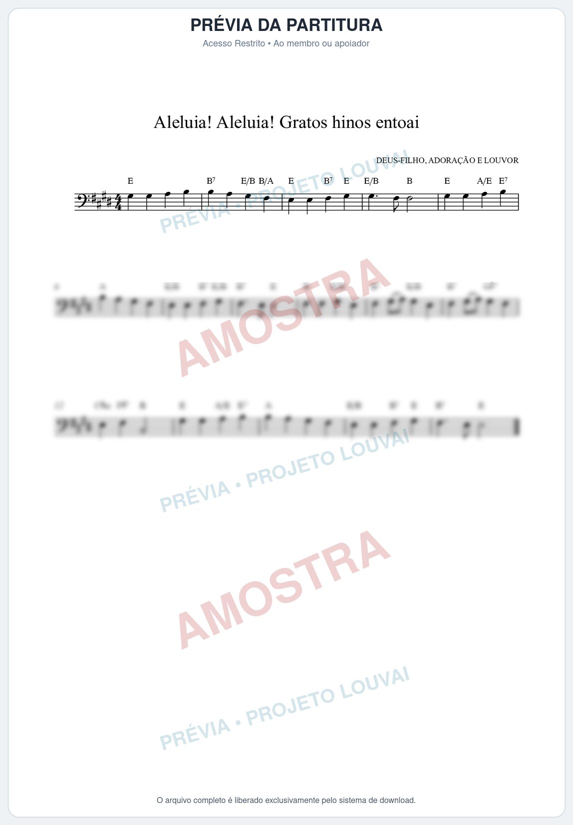 Prévia protegida da primeira página da partitura Partitura da música Aleluia! Aleluia! Gratos hinos entoai (HCC CIFRADO 60) - Hinário para o Culto Cristão - Tom E