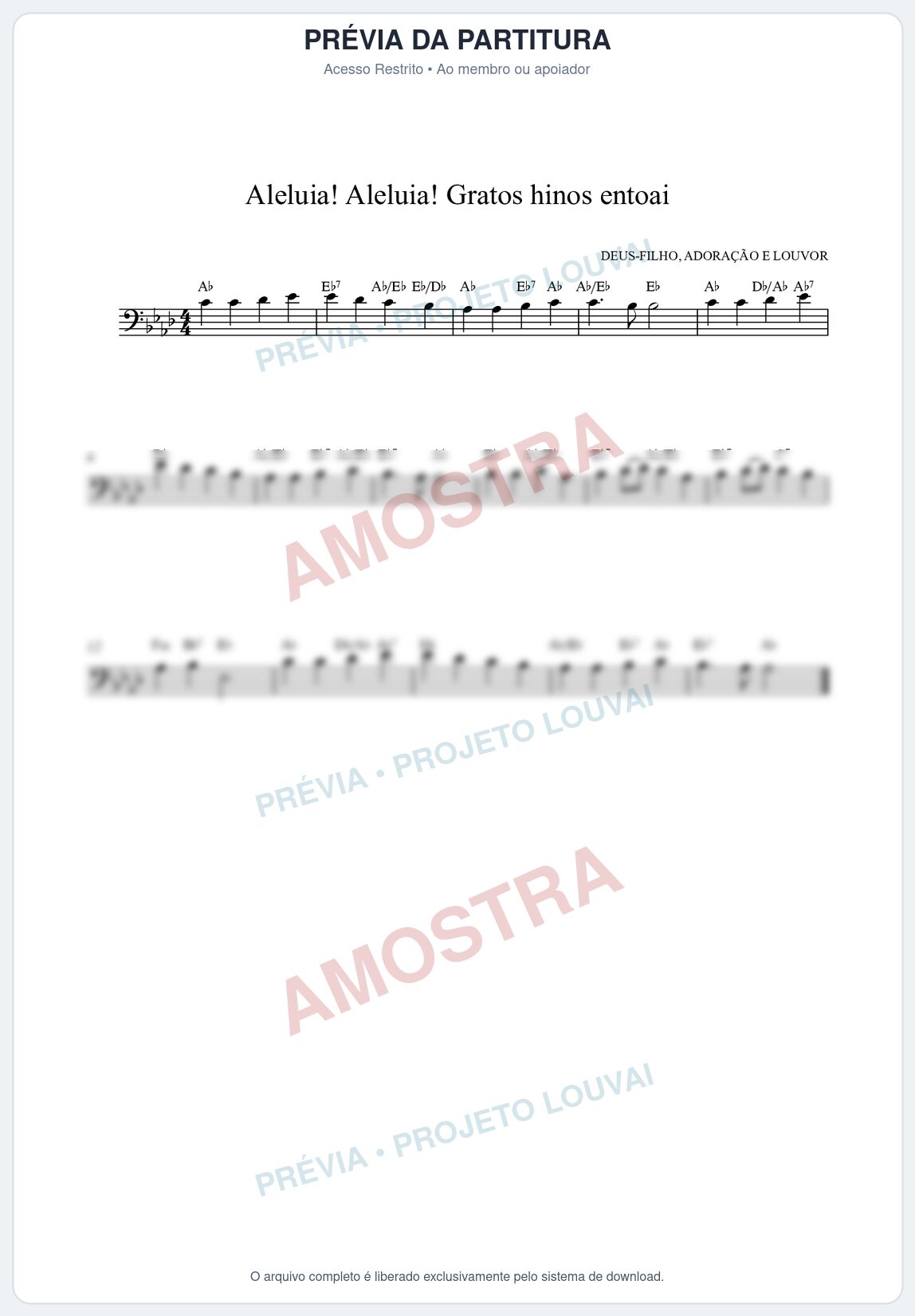 Prévia protegida da primeira página da partitura Partitura da música Aleluia! Aleluia! Gratos hinos entoai (HCC CIFRADO 60) - Hinário para o Culto Cristão - Tom Ab