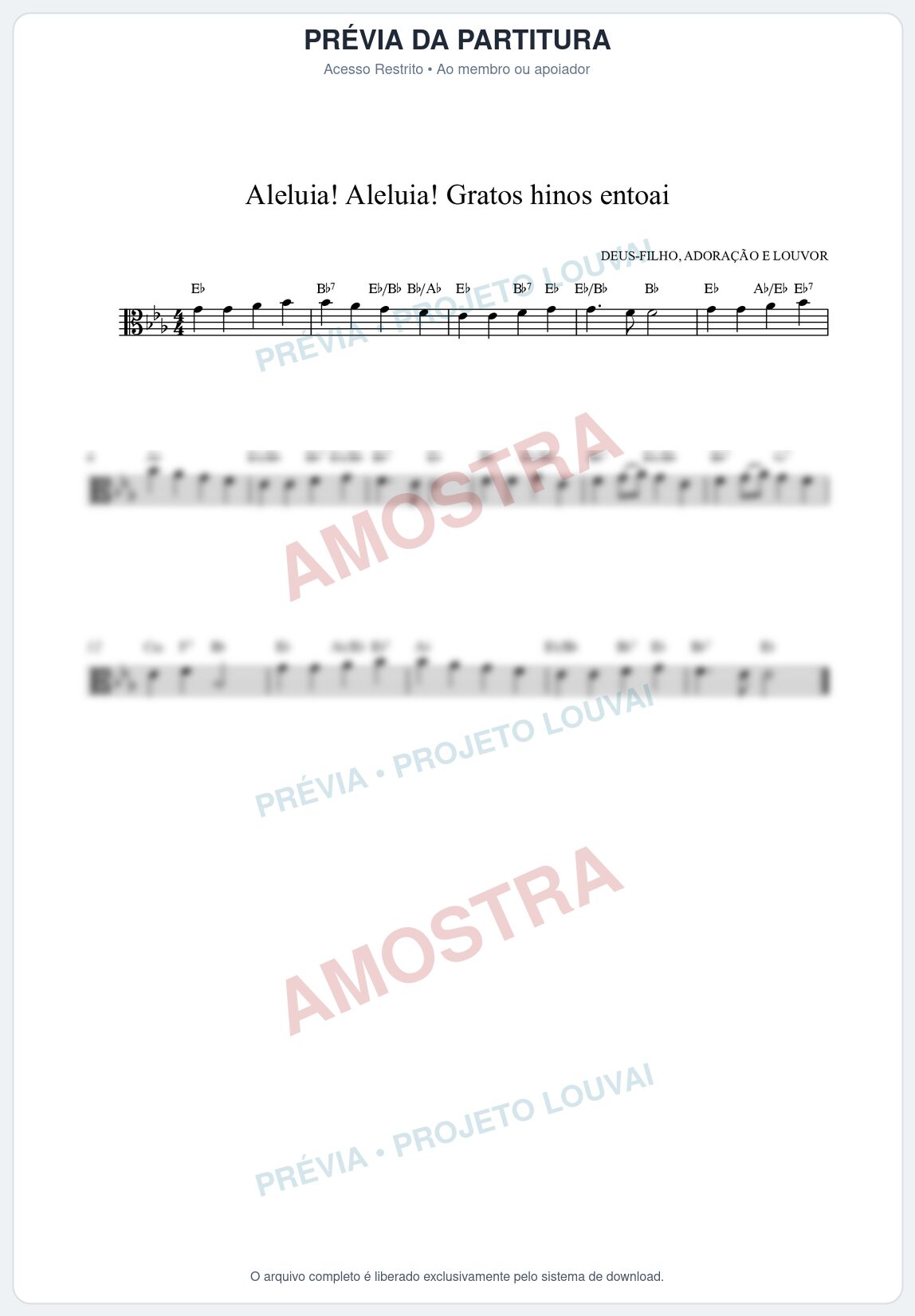 Prévia protegida da primeira página da partitura Partitura da música Aleluia! Aleluia! Gratos hinos entoai (HCC CIFRADO 60) - Hinário para o Culto Cristão - Tom Eb