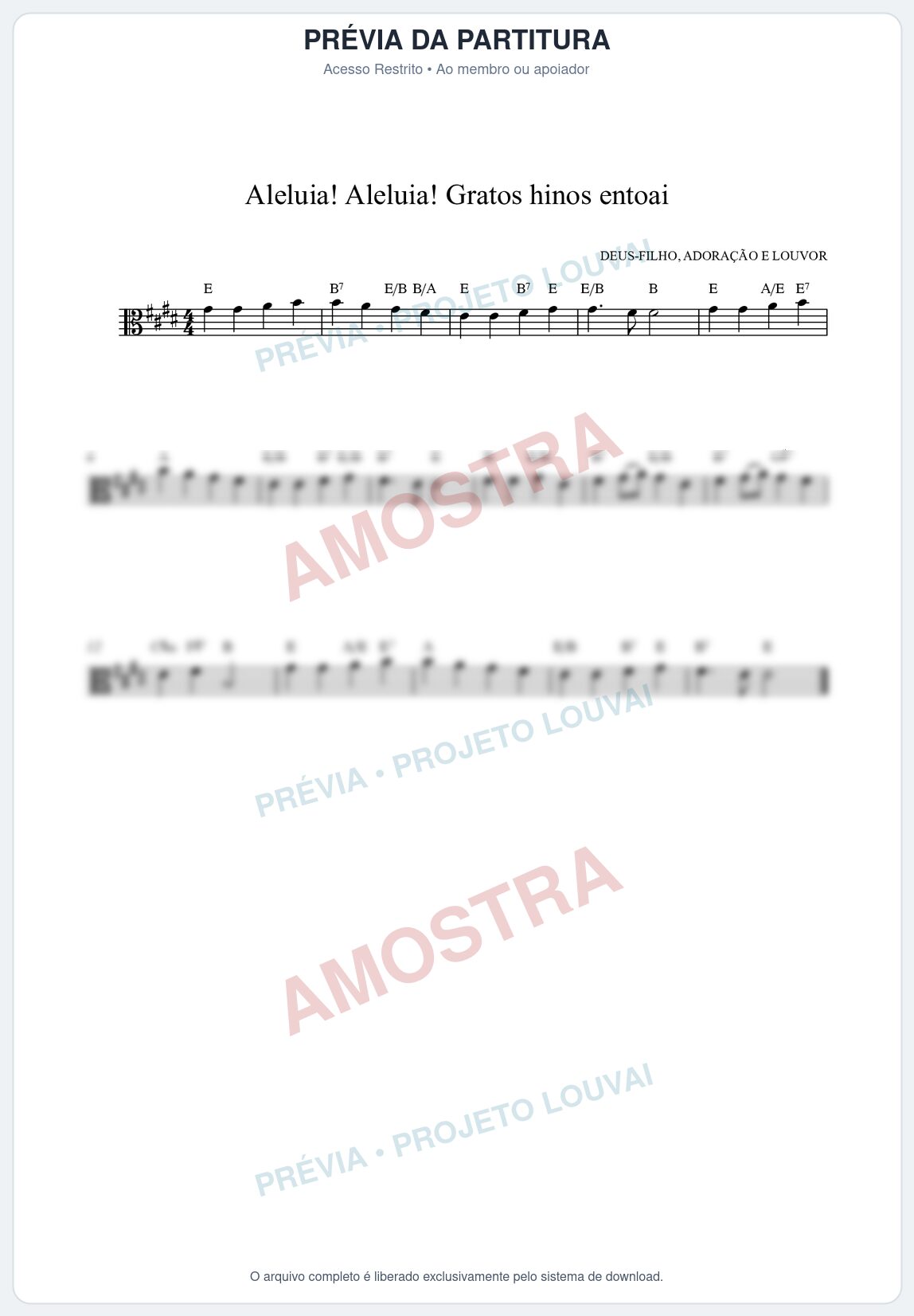 Prévia protegida da primeira página da partitura Partitura da música Aleluia! Aleluia! Gratos hinos entoai (HCC CIFRADO 60) - Hinário para o Culto Cristão - Tom E