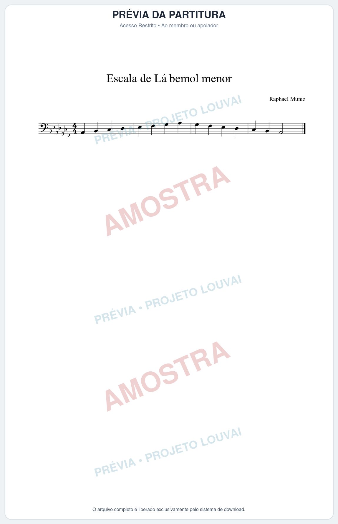Prévia protegida da primeira página da partitura Partitura da música Escala de Ab menor - Técnica Musical - Tom Abm