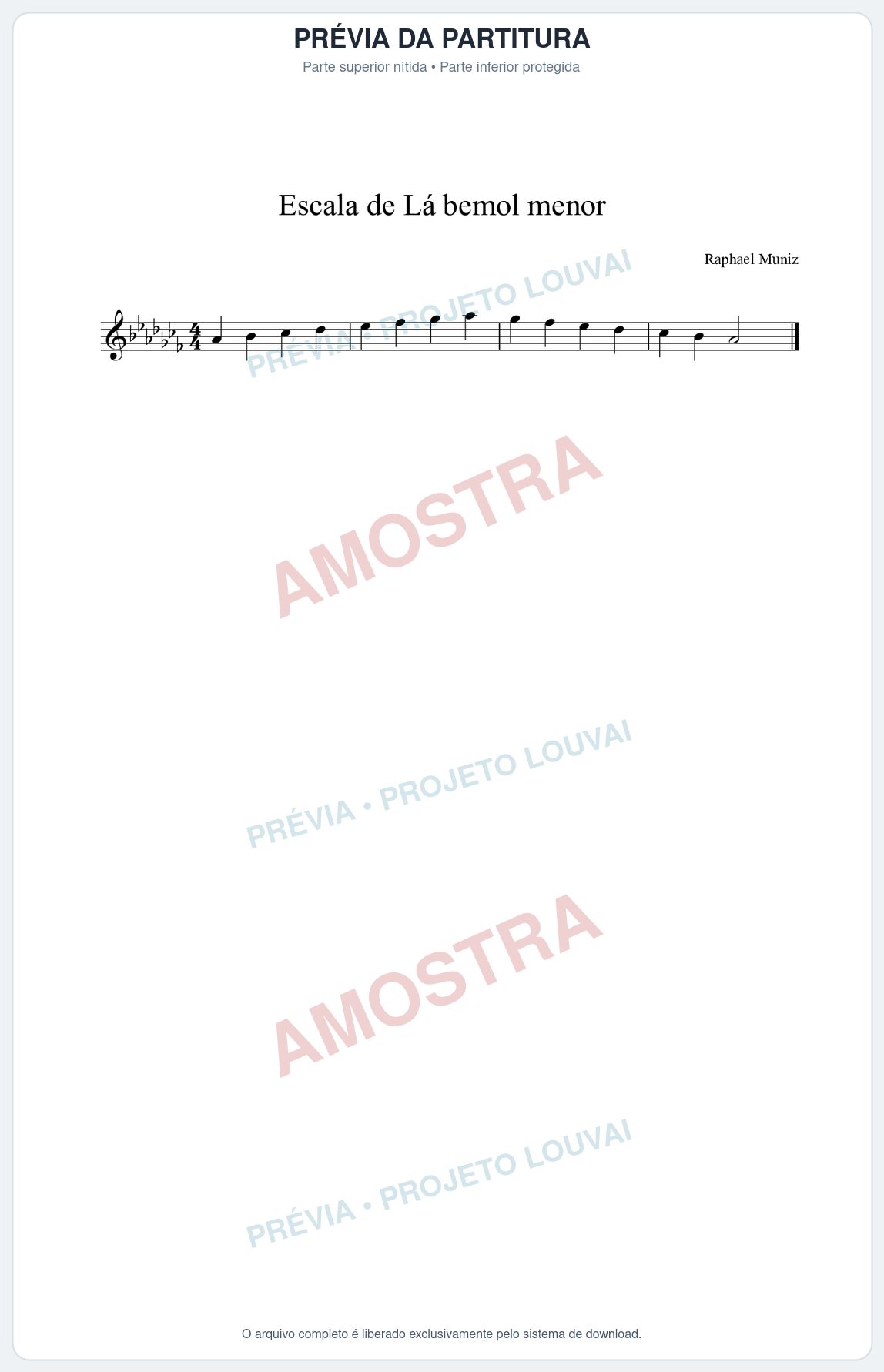 Prévia protegida da primeira página da partitura Partitura da música Escala de Ab menor - Técnica Musical - Tom Abm