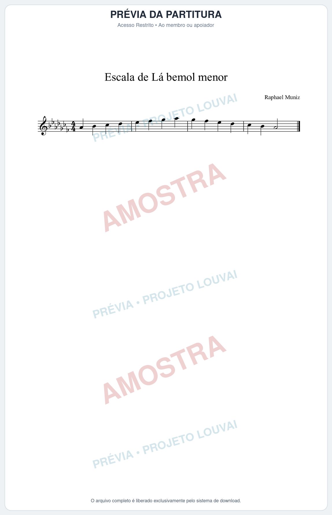 Prévia protegida da primeira página da partitura Partitura da música Escala de Ab menor - Técnica Musical - Tom Abm
