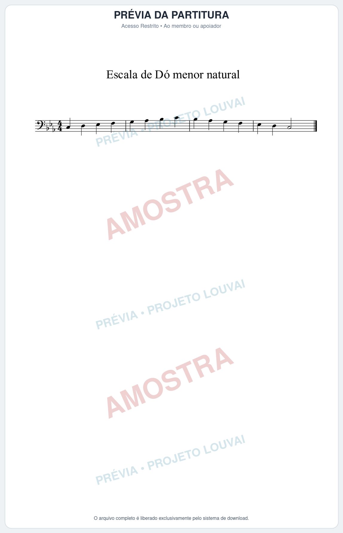 Prévia protegida da primeira página da partitura Partitura da música Escala de Dó menor - Técnica Musical - Tom Cm