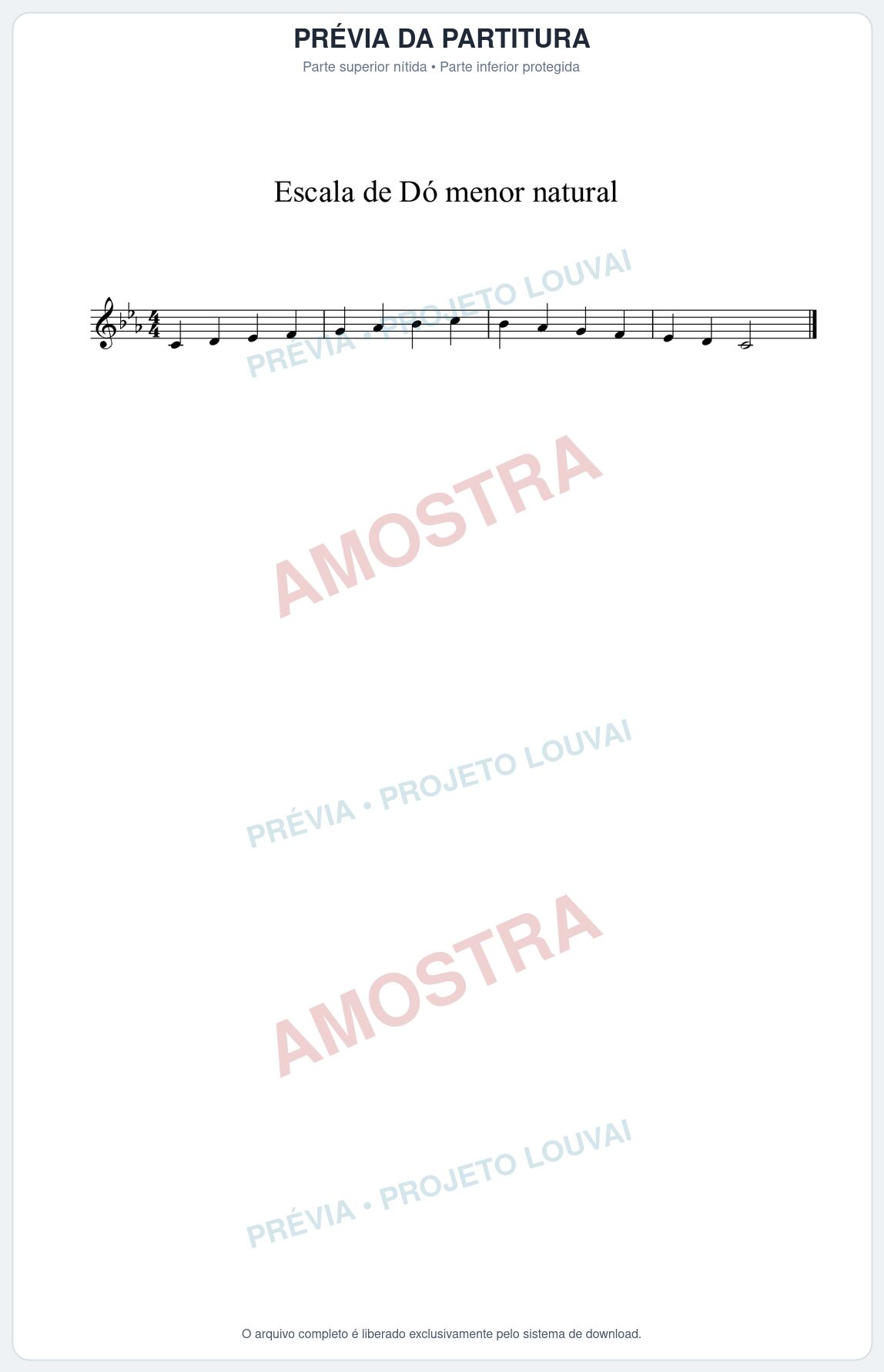 Prévia protegida da primeira página da partitura Partitura da música Escala de Dó menor - Técnica Musical - Tom Cm