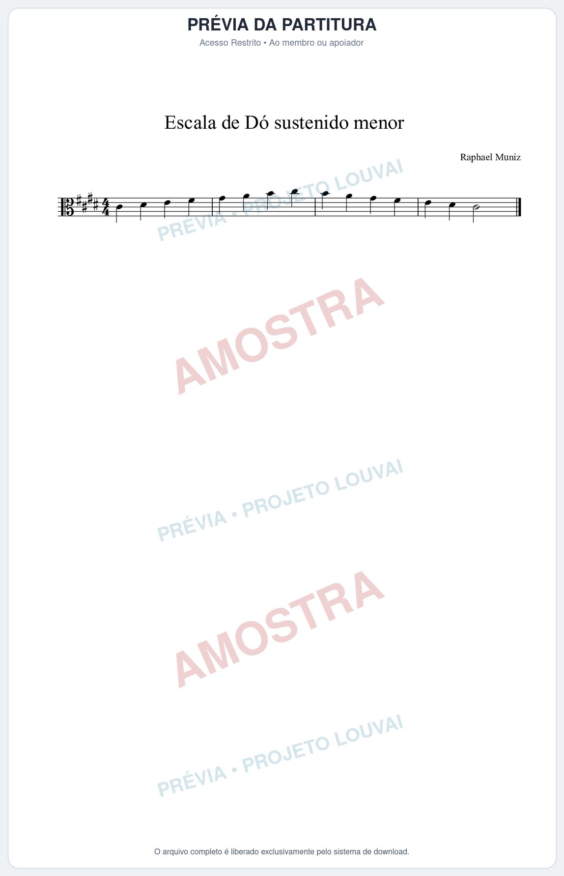 Prévia protegida da primeira página da partitura Partitura da música Escala de Dó# menor - Técnica Musical - Tom C#m