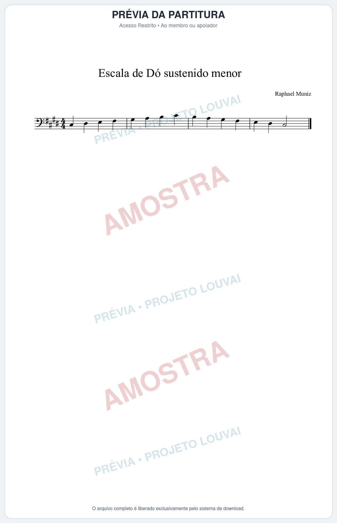 Prévia protegida da primeira página da partitura Partitura da música Escala de Dó# menor - Técnica Musical - Tom C#m