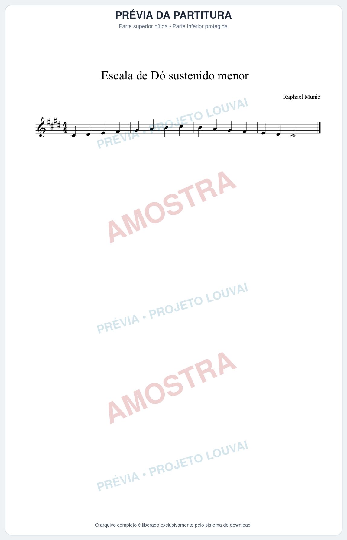 Prévia protegida da primeira página da partitura Partitura da música Escala de Dó# menor - Técnica Musical - Tom C#m