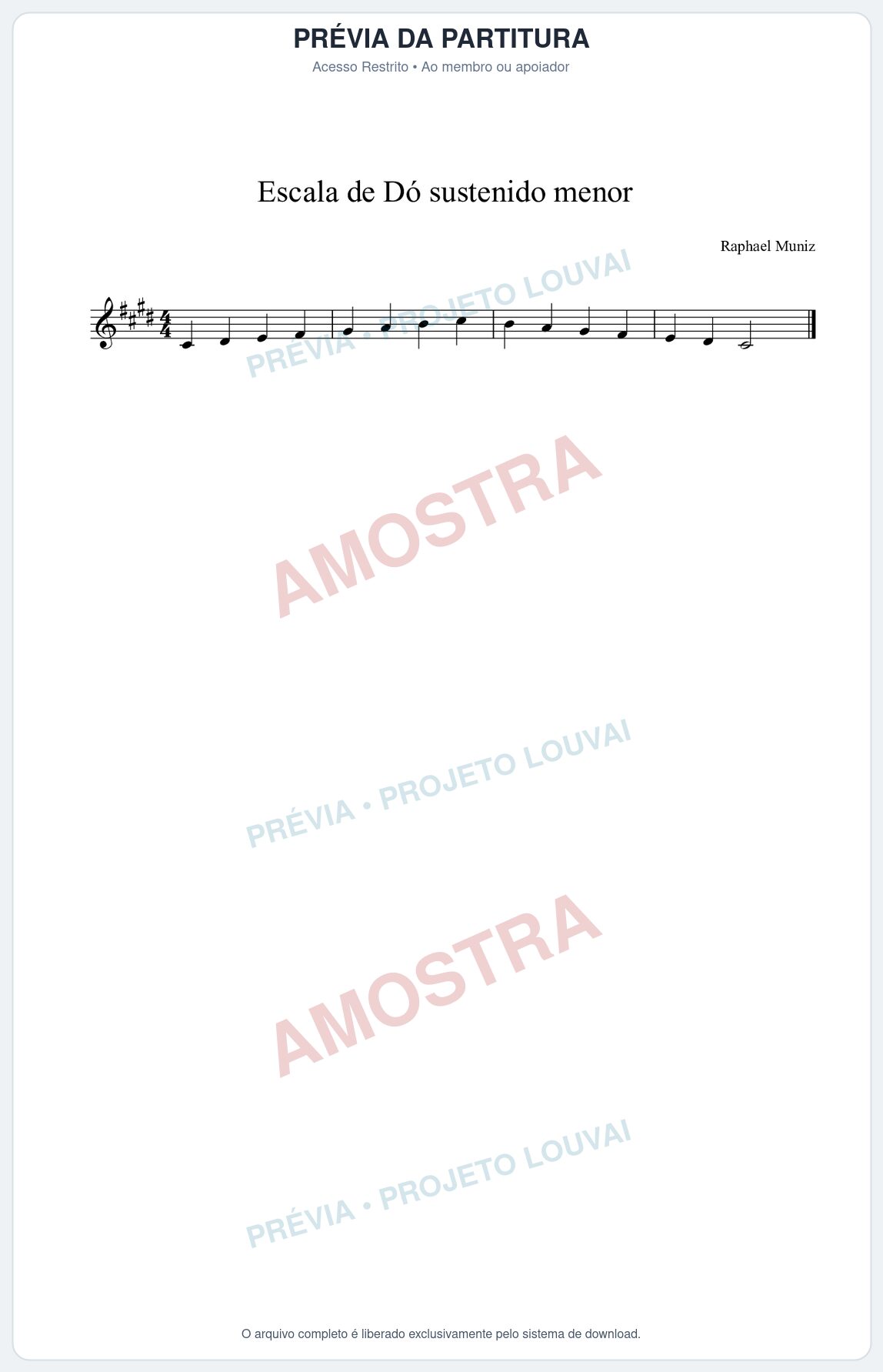 Prévia protegida da primeira página da partitura Partitura da música Escala de Dó# menor - Técnica Musical - Tom C#m