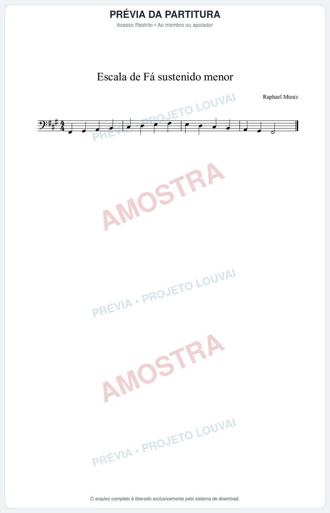 Prévia protegida da primeira página da partitura Partitura da música Escala de F# menor - Técnica Musical - Tom F#m