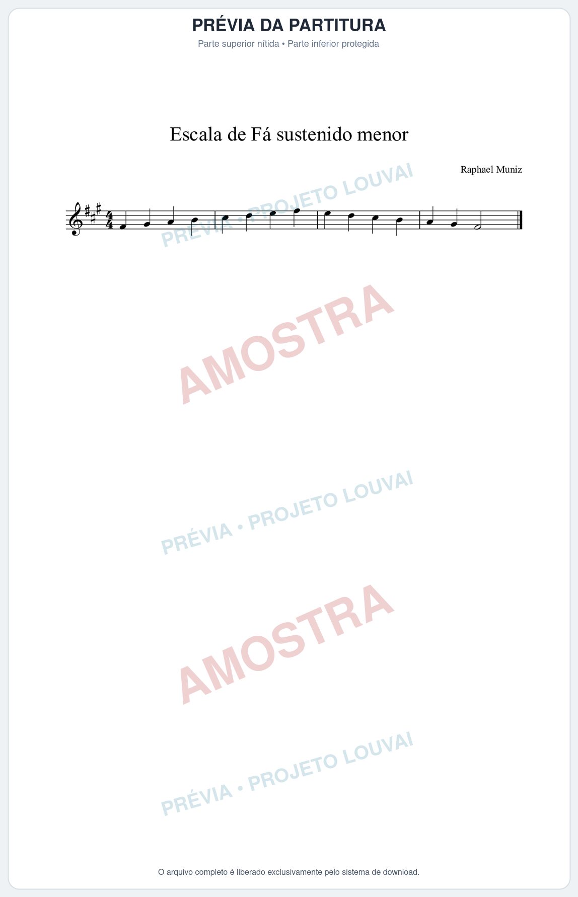 Prévia protegida da primeira página da partitura Partitura da música Escala de F# menor - Técnica Musical - Tom F#m