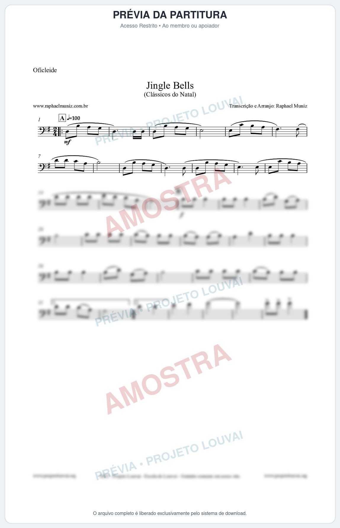 Prévia protegida da primeira página da partitura Partitura para Oficleide - Jingle Bells (Bate o Sino) - Músicas de Natal