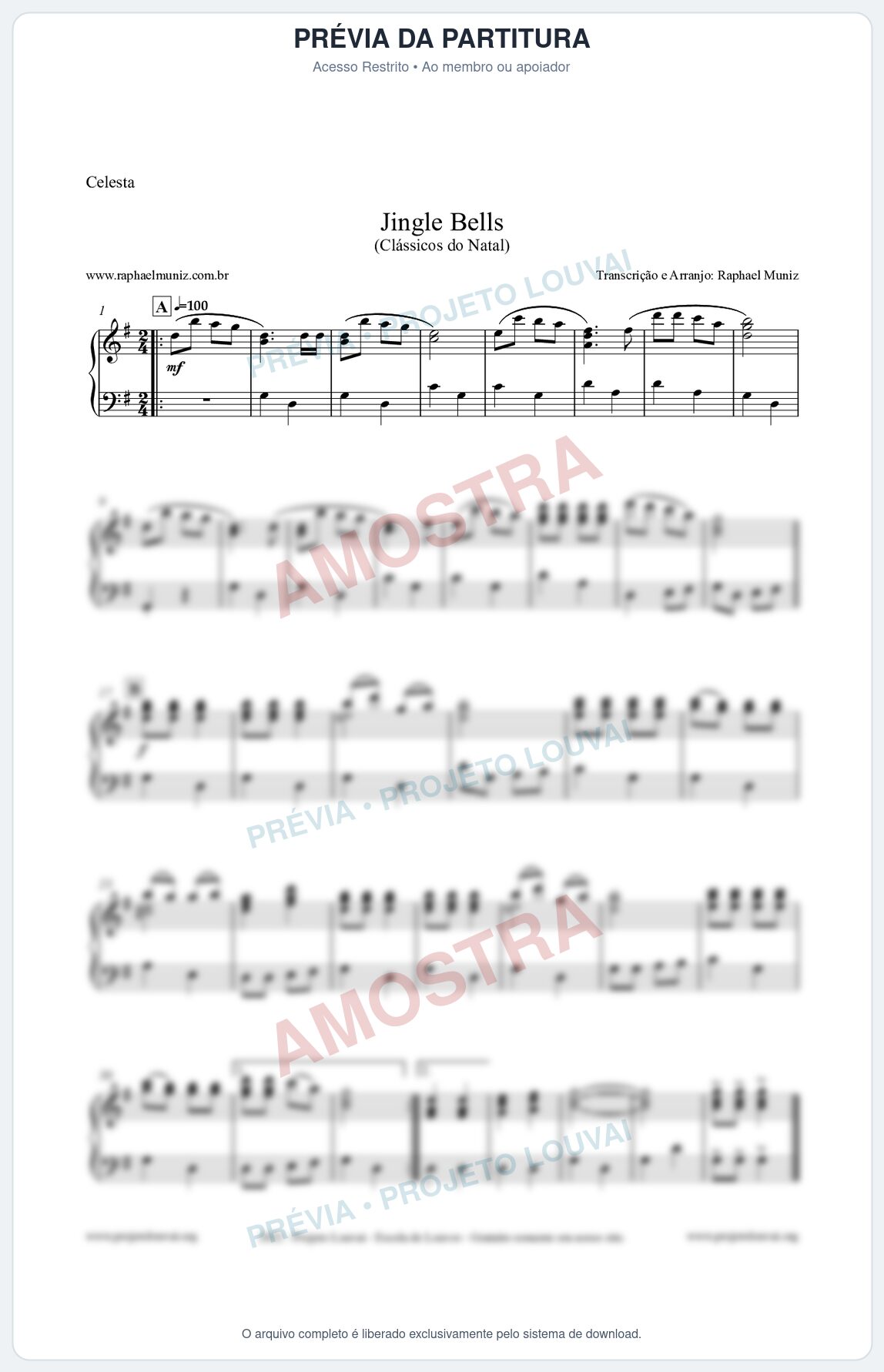 Prévia protegida da primeira página da partitura Partitura para Celesta - Jingle Bells (Bate o Sino) - Músicas de Natal