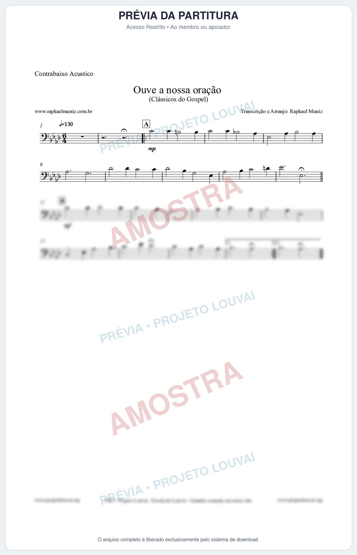 Prévia protegida da primeira página da partitura Partitura para Contrabaixo Acústico - Ouve a nossa oração - CCB nº4 - Hinos da CCB