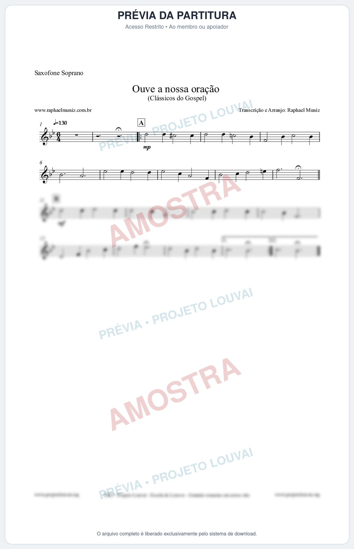 Prévia protegida da primeira página da partitura Partitura para Saxofone Soprano - Ouve a nossa oração - CCB nº4 - Hinos da CCB