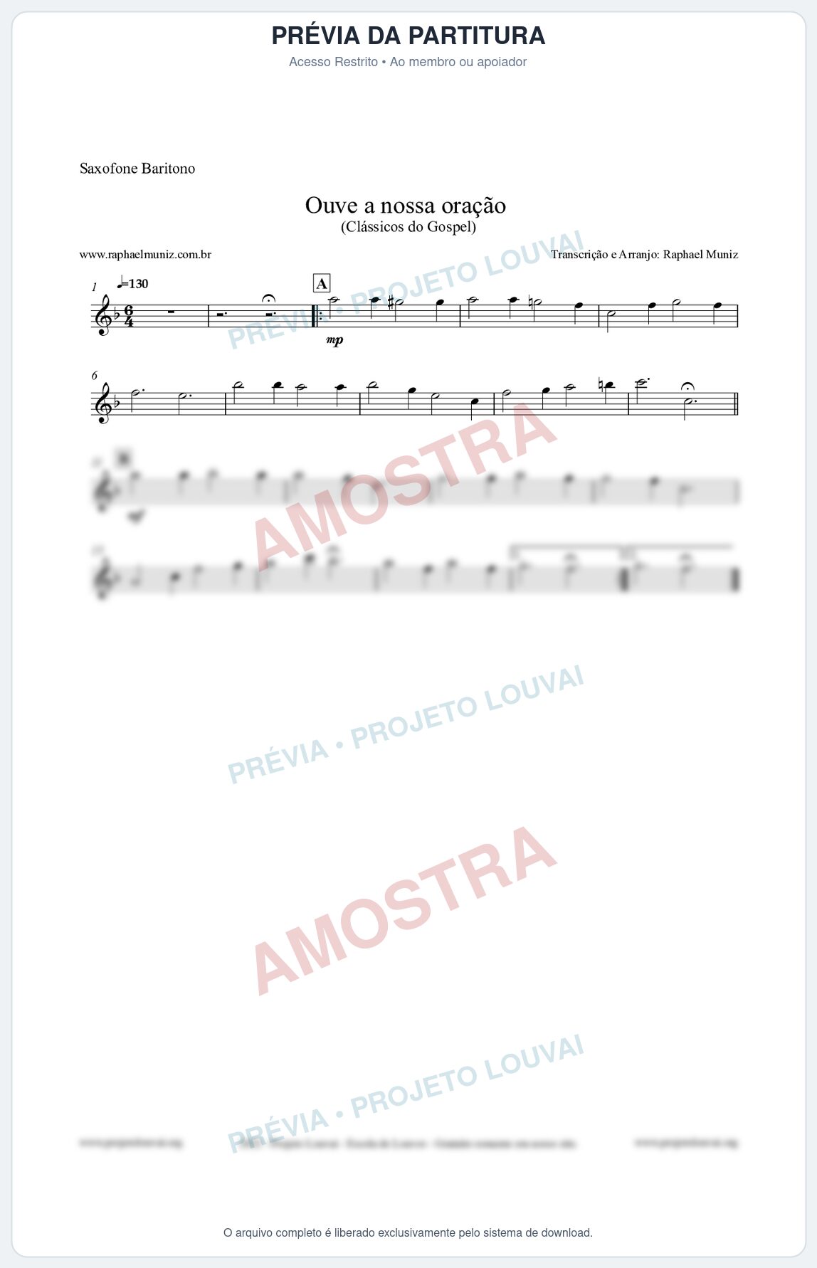 Prévia protegida da primeira página da partitura Partitura para Saxofone Barítono - Ouve a nossa oração - CCB nº4 - Hinos da CCB
