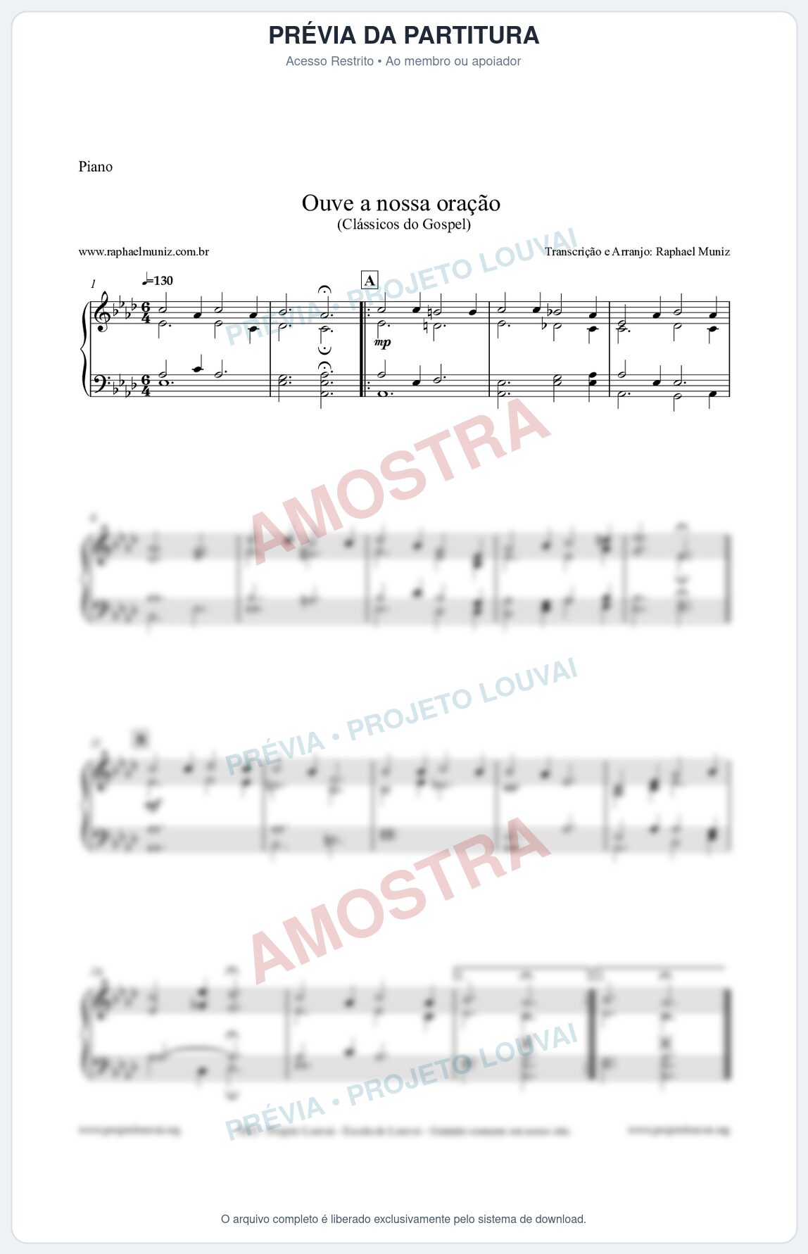 Prévia protegida da primeira página da partitura Partitura para Piano - Ouve a nossa oração - CCB nº4 - Hinos da CCB