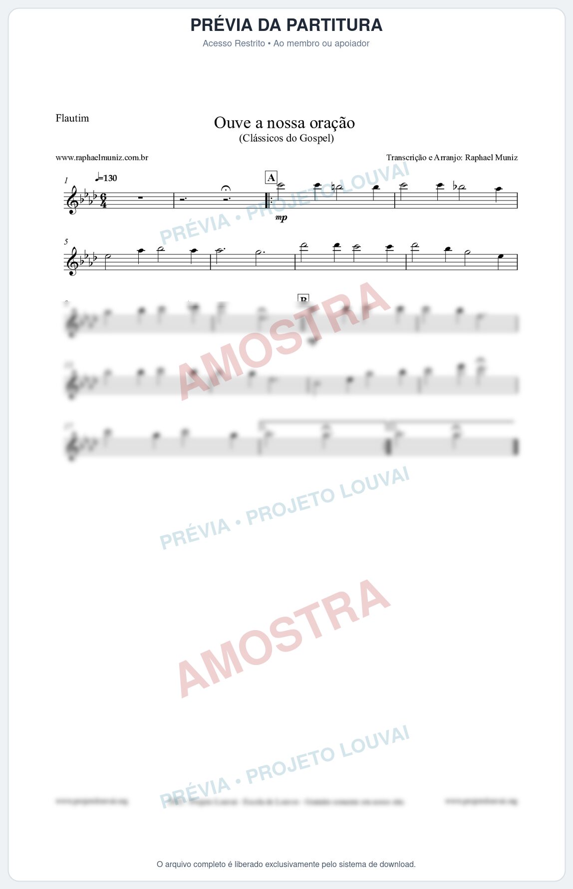 Prévia protegida da primeira página da partitura Partitura para Flautim - Ouve a nossa oração - CCB nº4 - Hinos da CCB