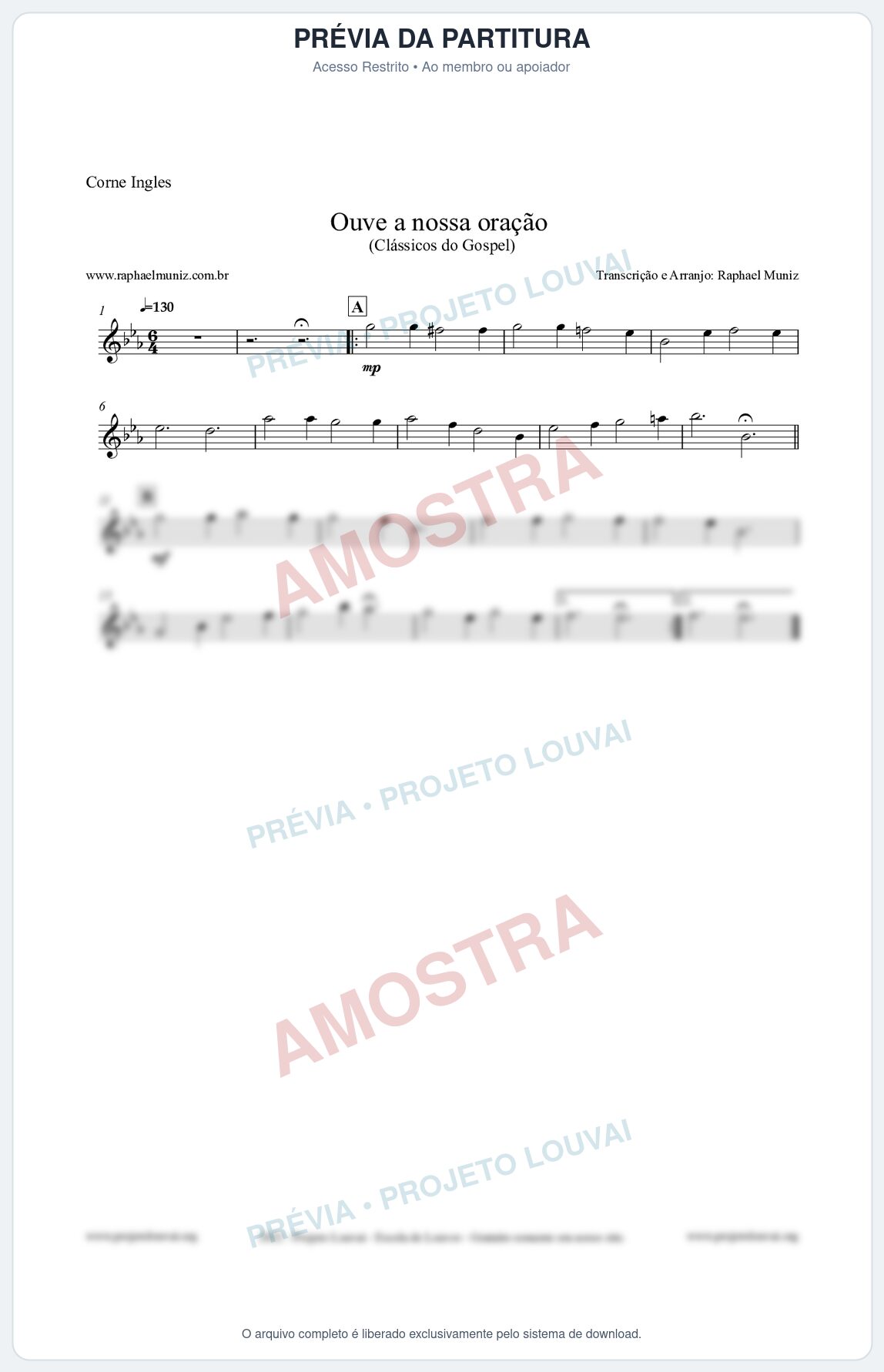 Prévia protegida da primeira página da partitura Partitura para Corne Inglês - Ouve a nossa oração - CCB nº4 - Hinos da CCB