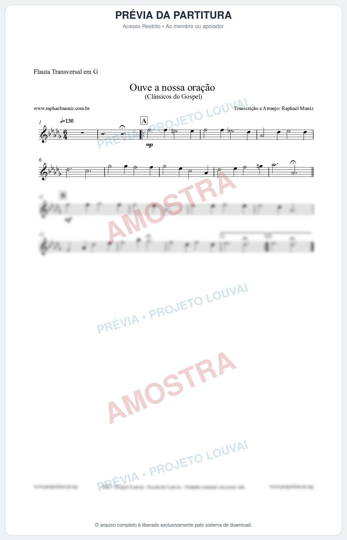 Prévia protegida da primeira página da partitura Partitura para Flauta Transversal em G - Ouve a nossa oração - CCB nº4 - Hinos da CCB