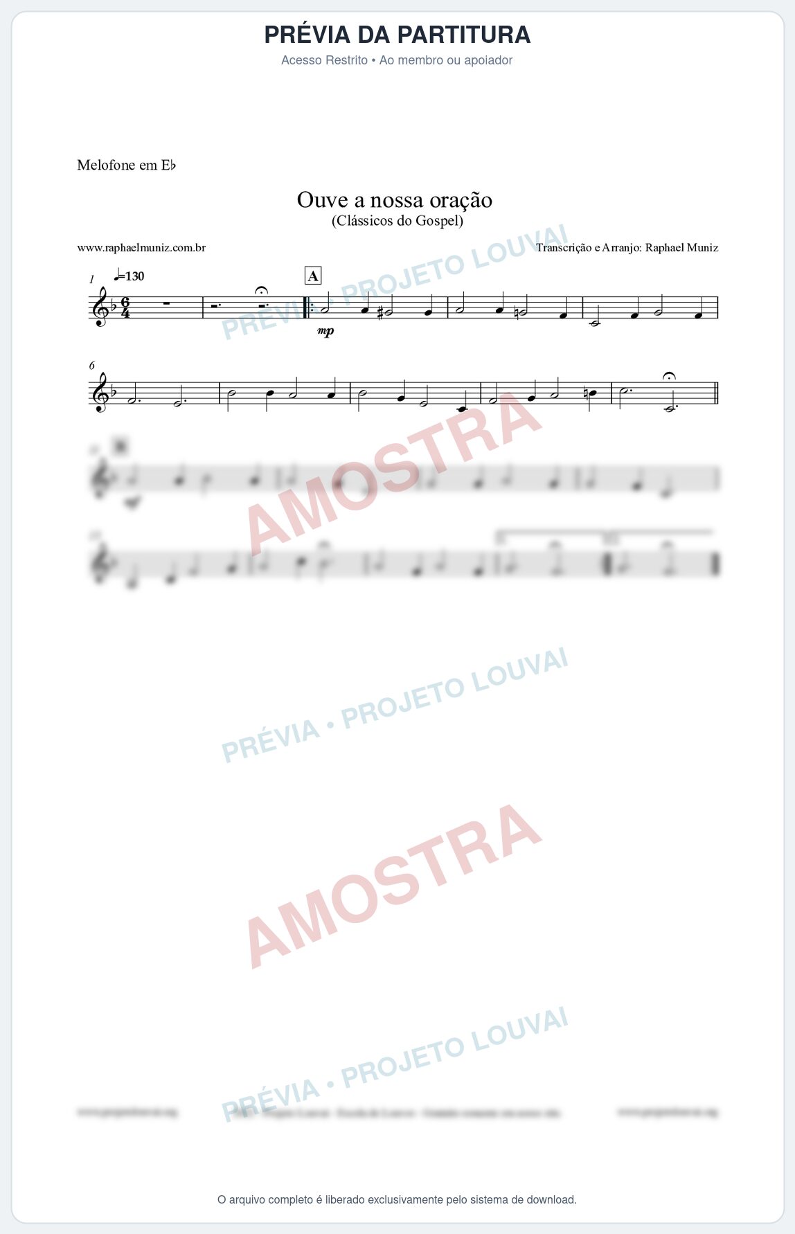 Prévia protegida da primeira página da partitura Partitura para Melofone em Eb - Ouve a nossa oração - CCB nº4 - Hinos da CCB
