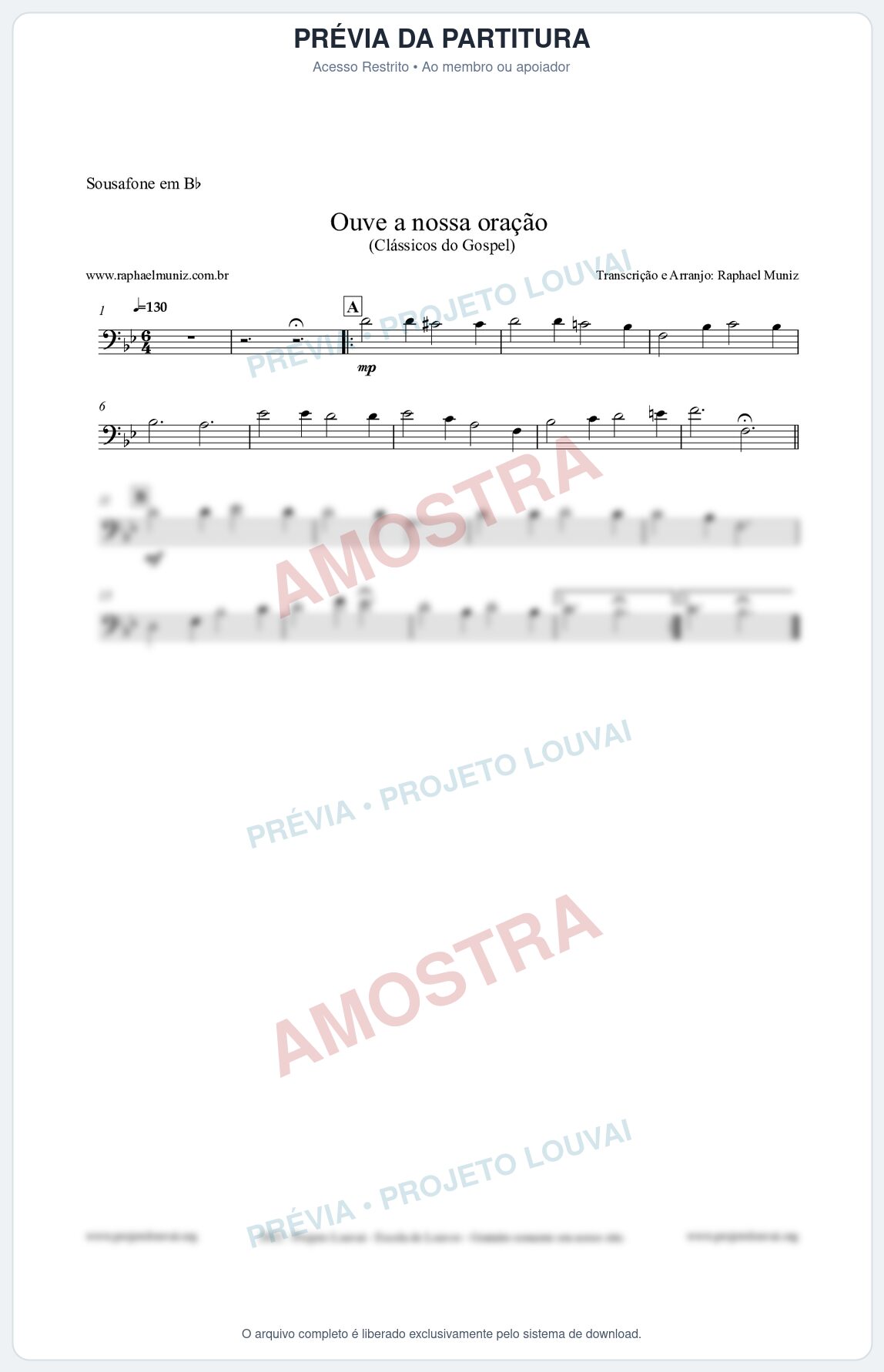 Prévia protegida da primeira página da partitura Partitura para Sousafone em Bb - Ouve a nossa oração - CCB nº4 - Hinos da CCB
