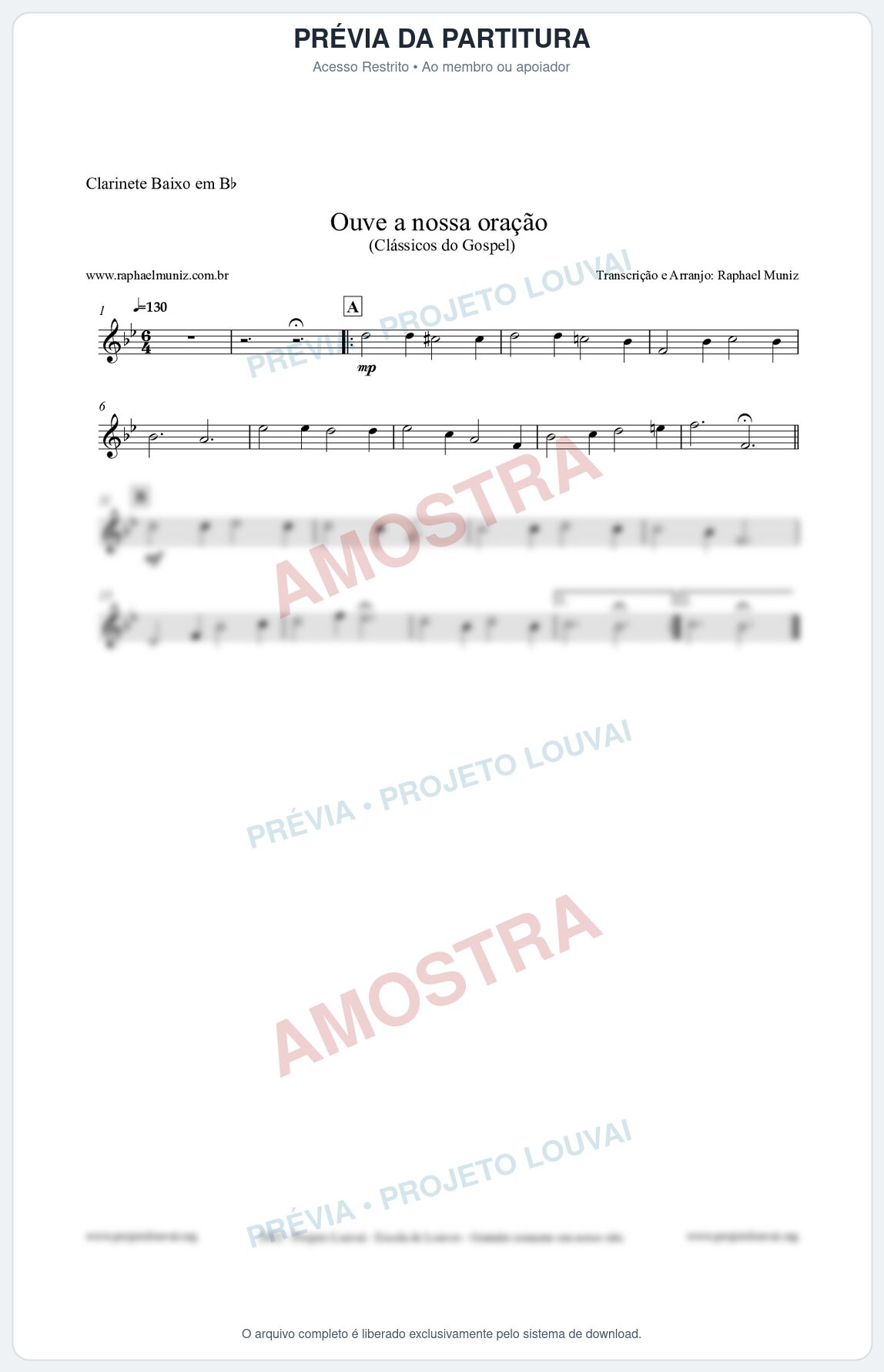 Prévia protegida da primeira página da partitura Partitura para Clarinete Baixo em Bb - Ouve a nossa oração - CCB nº4 - Hinos da CCB