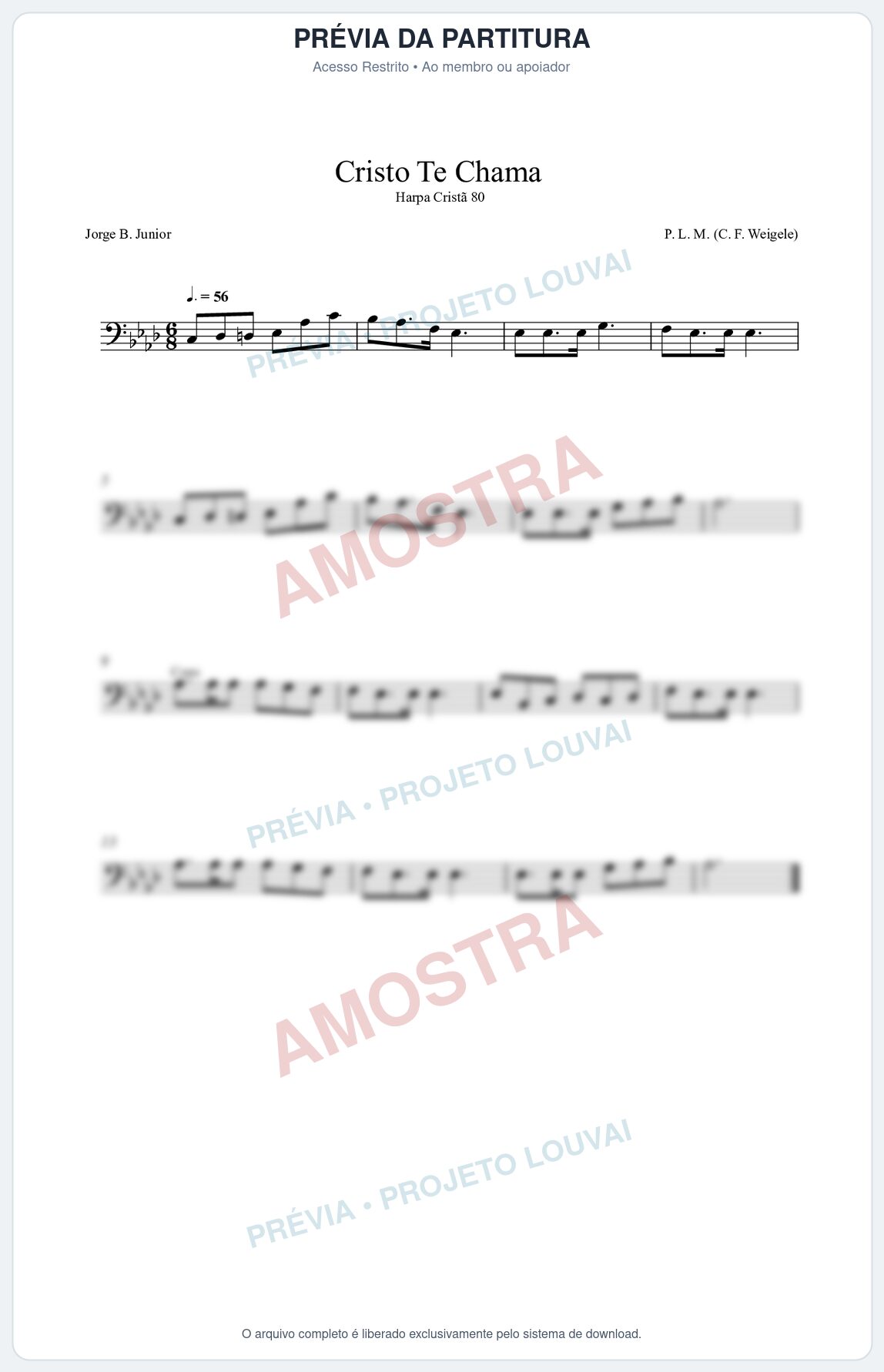 Prévia protegida da primeira página da partitura Partitura da música Cristo Te Chama (Harpa Cristã nº80) - Harpa Cristã - Tom Ab