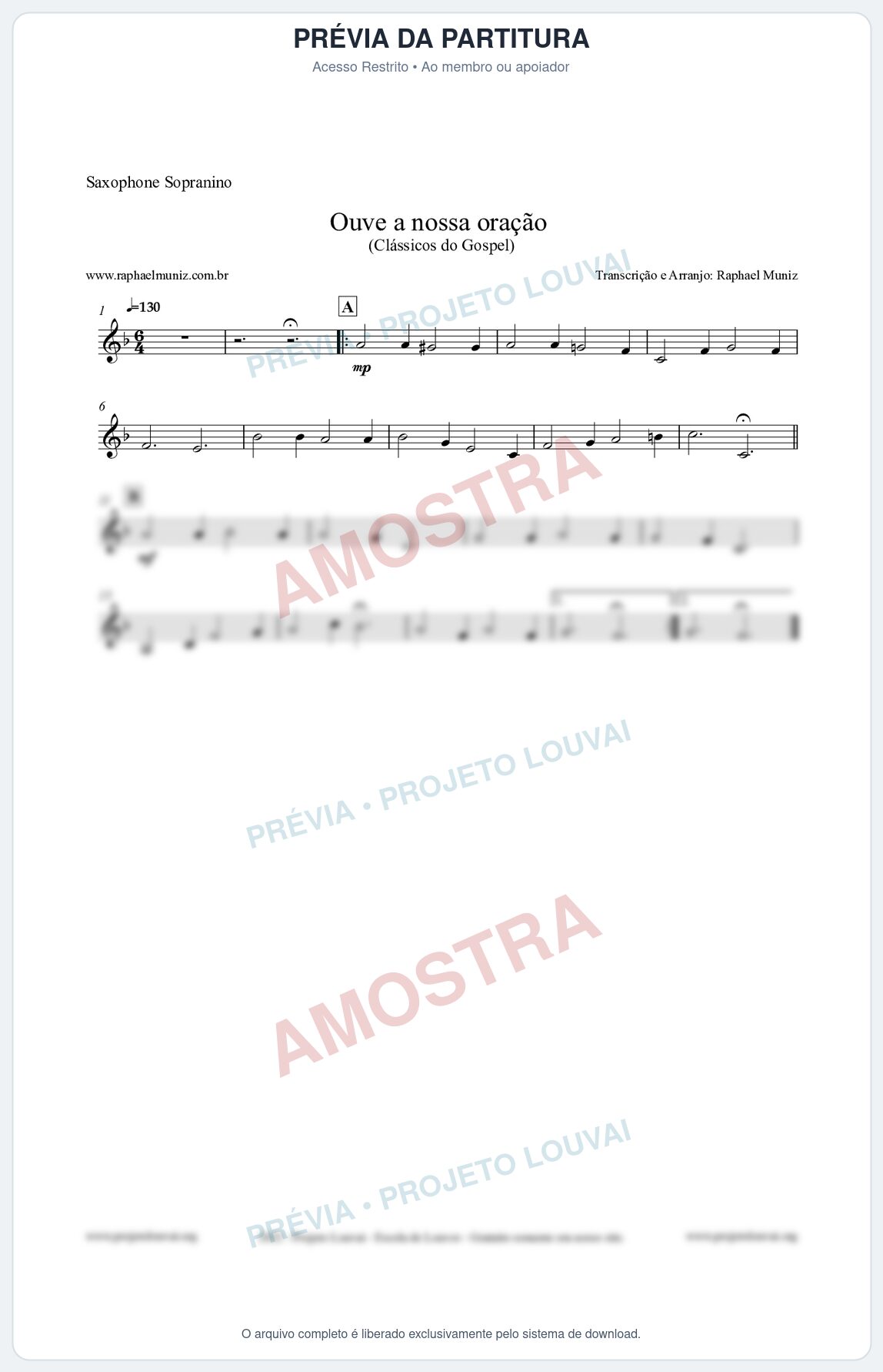 Prévia protegida da primeira página da partitura Partitura para Saxophone Sopranino - Ouve a nossa oração - CCB nº4 - Hinos da CCB