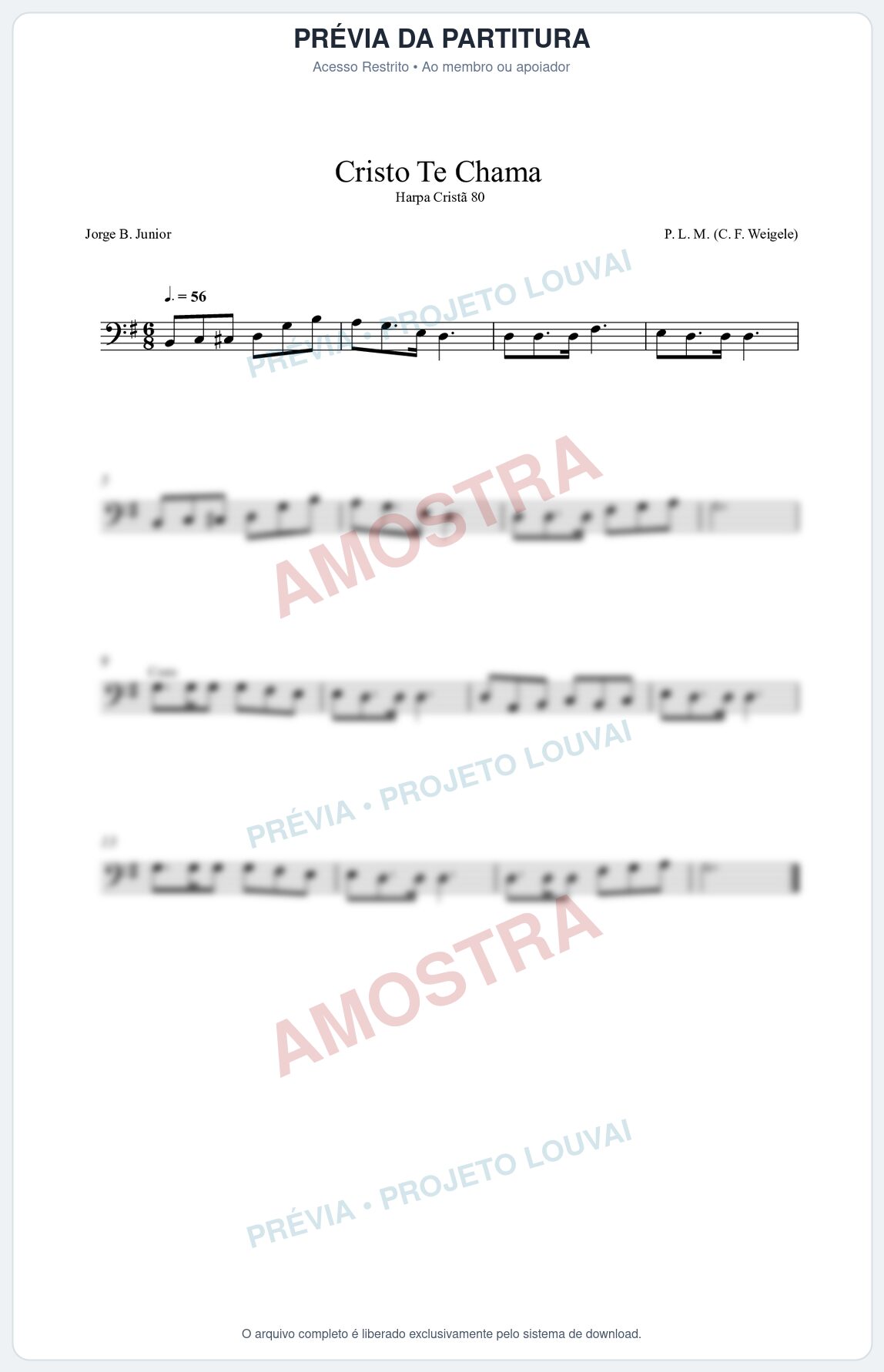 Prévia protegida da primeira página da partitura Partitura da música Cristo Te Chama (Harpa Cristã nº80) - Harpa Cristã - Tom G