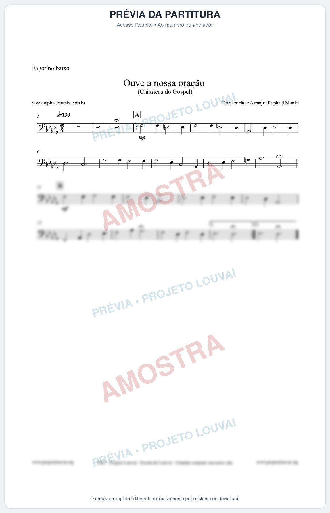 Prévia protegida da primeira página da partitura Partitura para Fagotino baixo - Ouve a nossa oração - CCB nº4 - Hinos da CCB