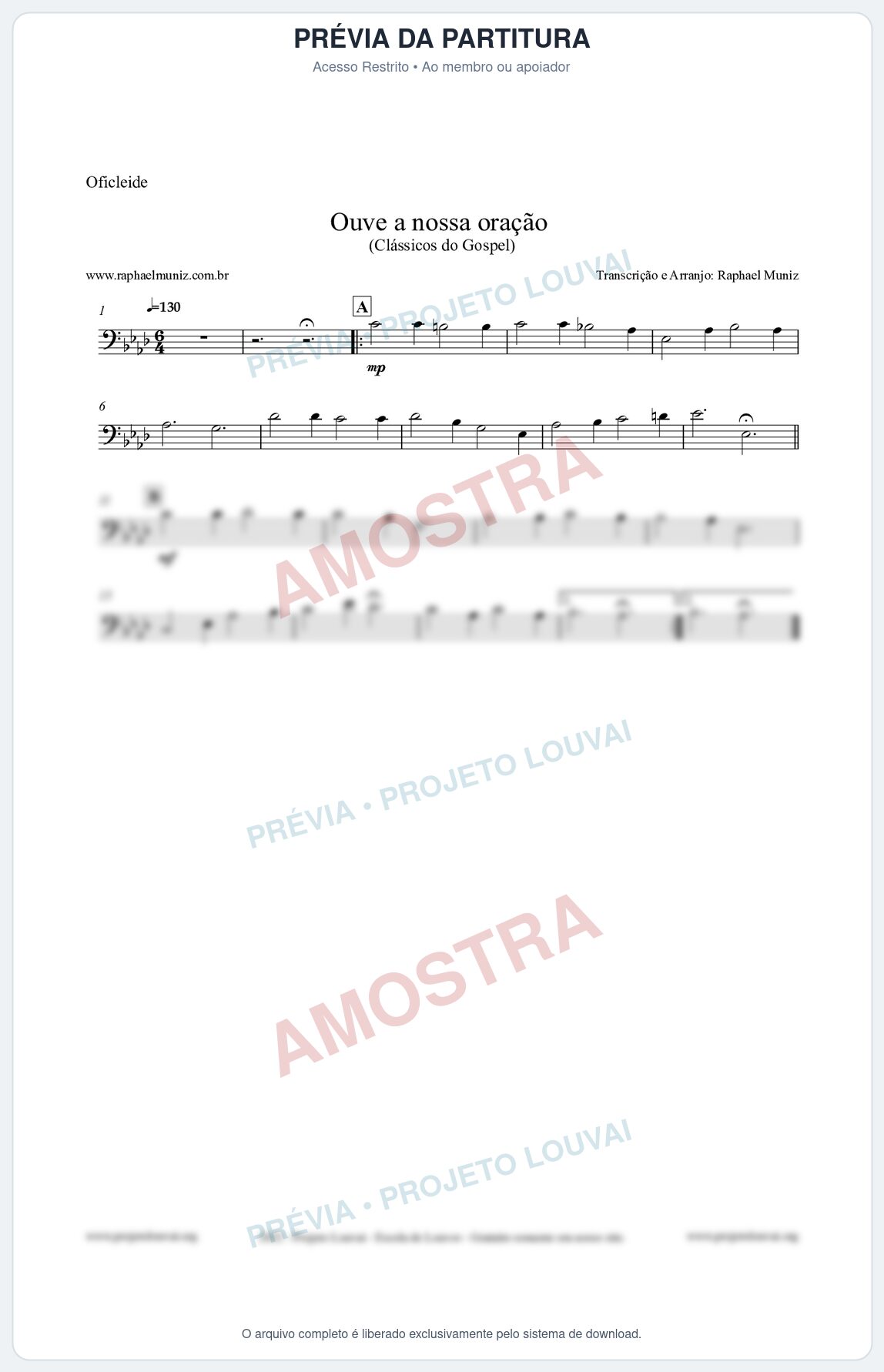Prévia protegida da primeira página da partitura Partitura para Oficleide - Ouve a nossa oração - CCB nº4 - Hinos da CCB