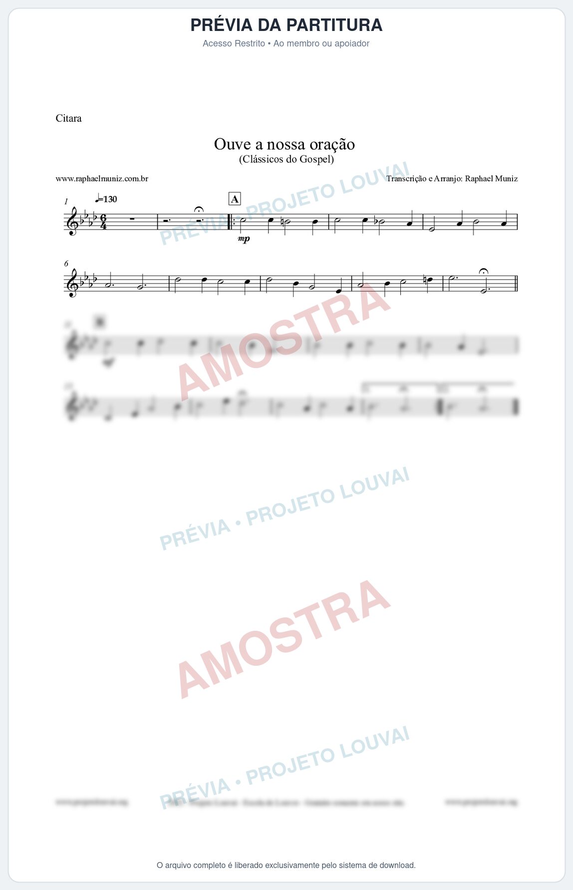 Prévia protegida da primeira página da partitura Partitura para Cítara - Ouve a nossa oração - CCB nº4 - Hinos da CCB