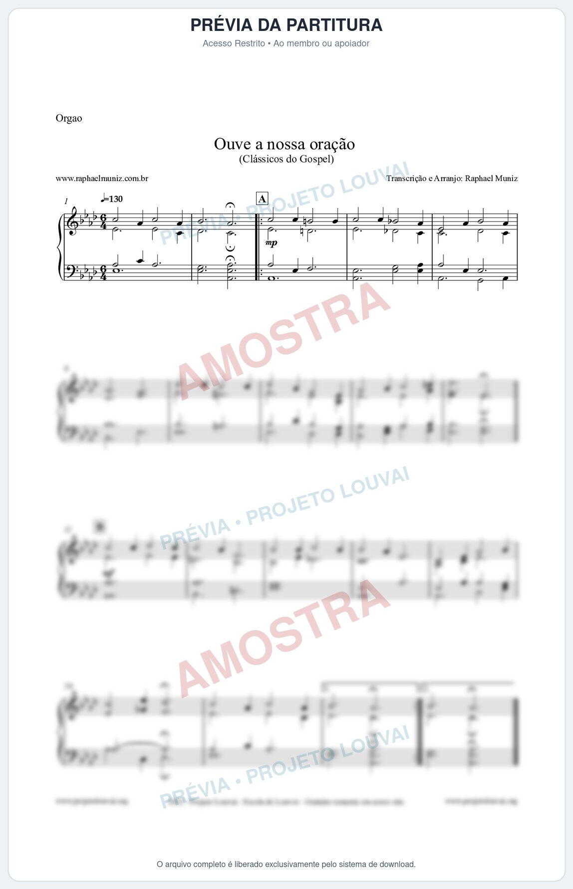 Prévia protegida da primeira página da partitura Partitura para Órgão - Ouve a nossa oração - CCB nº4 - Hinos da CCB