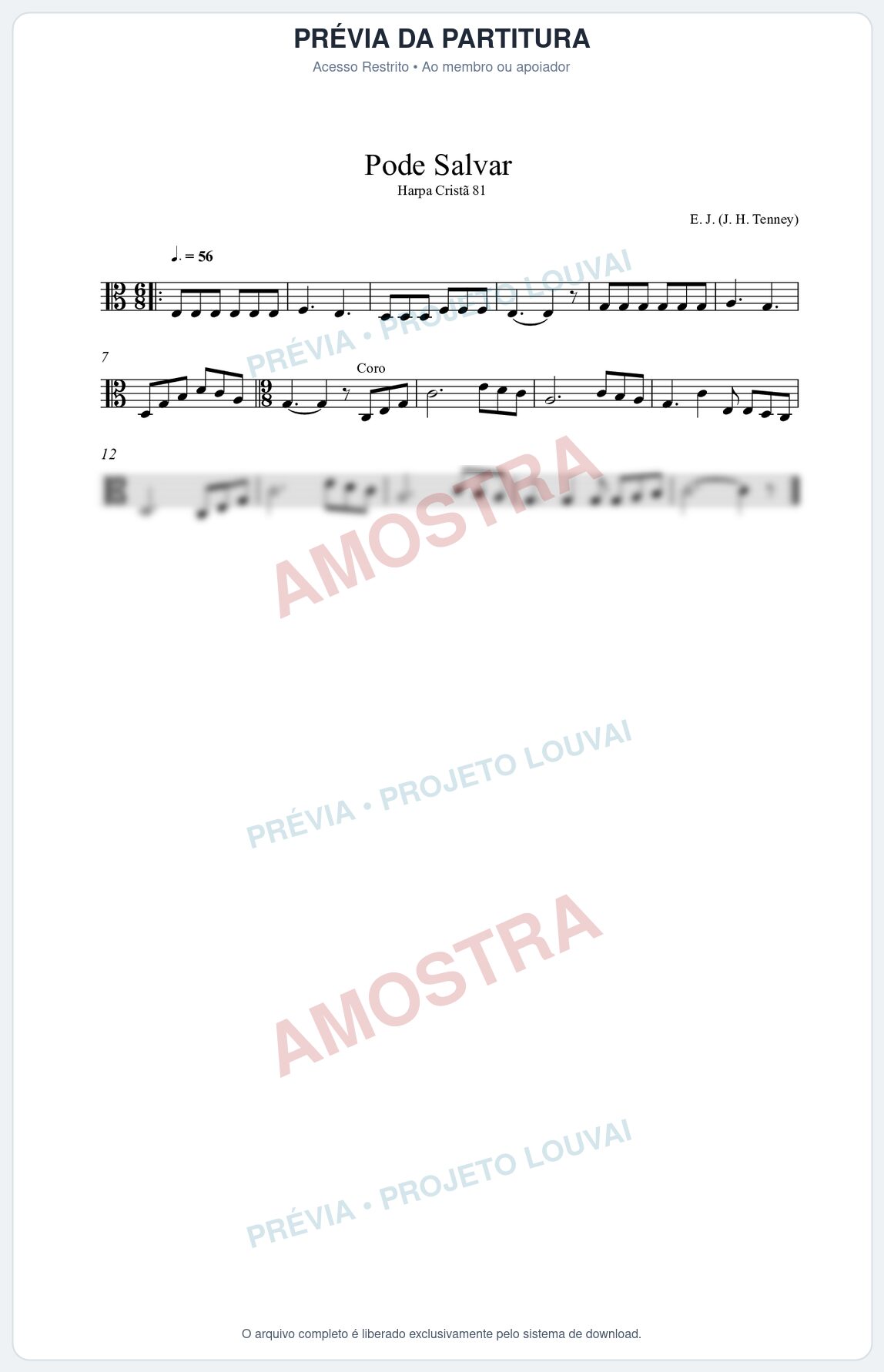 Prévia protegida da primeira página da partitura Partitura da música Pode Salvar (Harpa Cristã nº81) - Harpa Cristã - Tom C