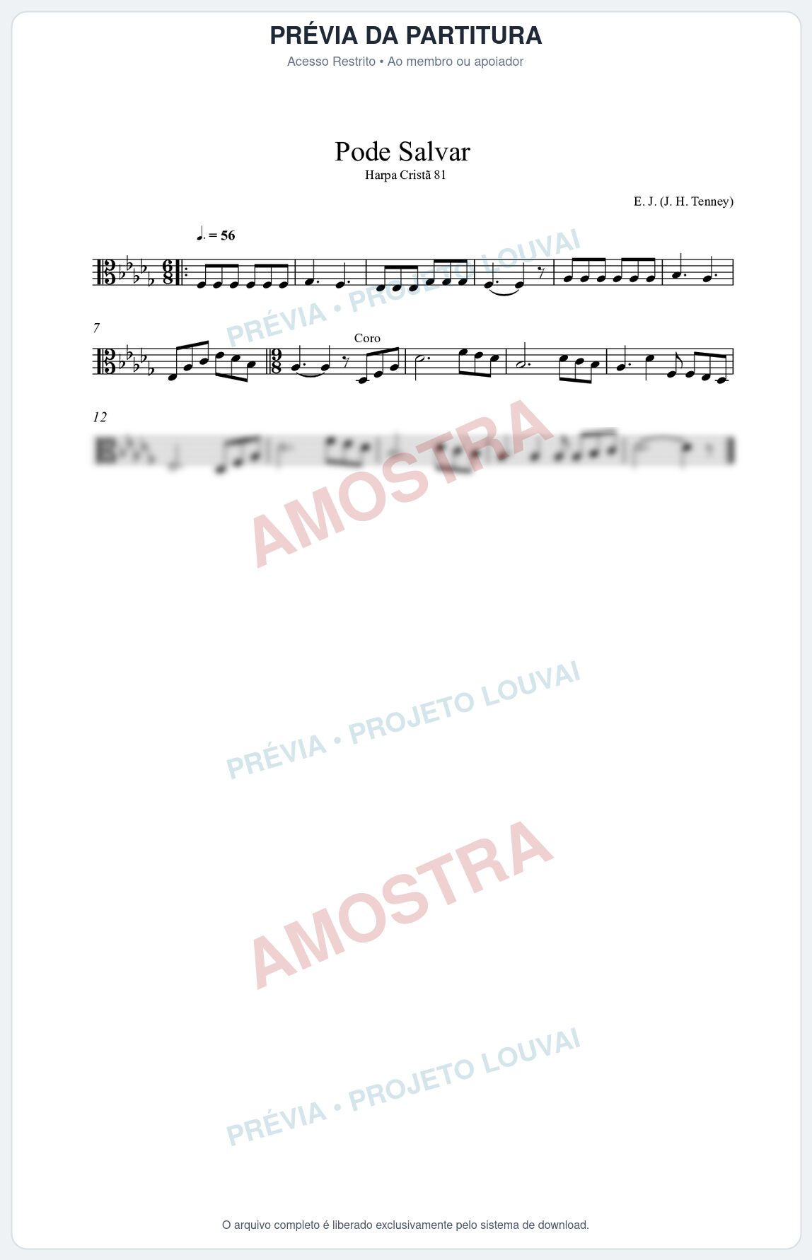 Prévia protegida da primeira página da partitura Partitura da música Pode Salvar (Harpa Cristã nº81) - Harpa Cristã - Tom Db